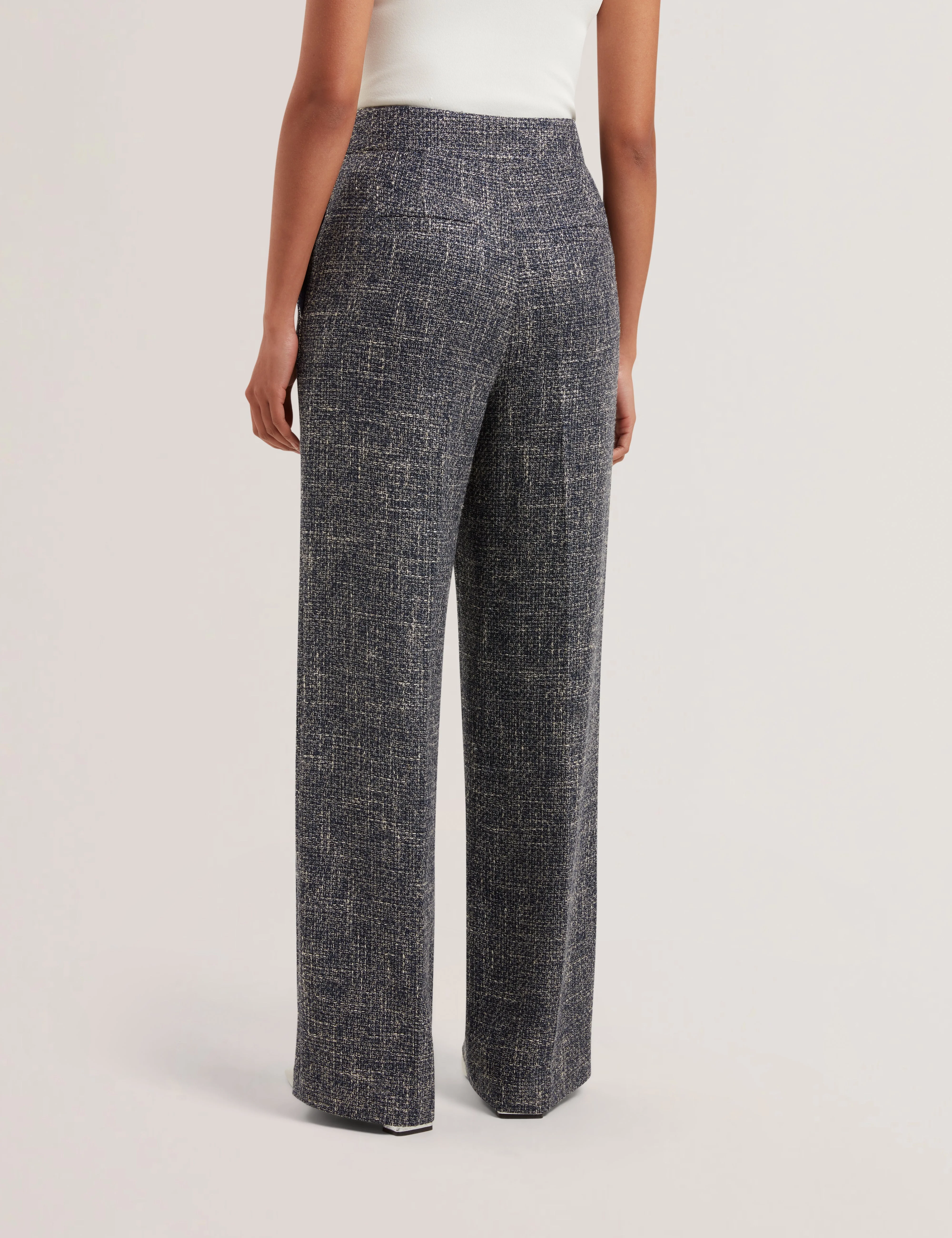 Abiesh Boucle Tailored Wide Leg Trouser Navy - Image 4