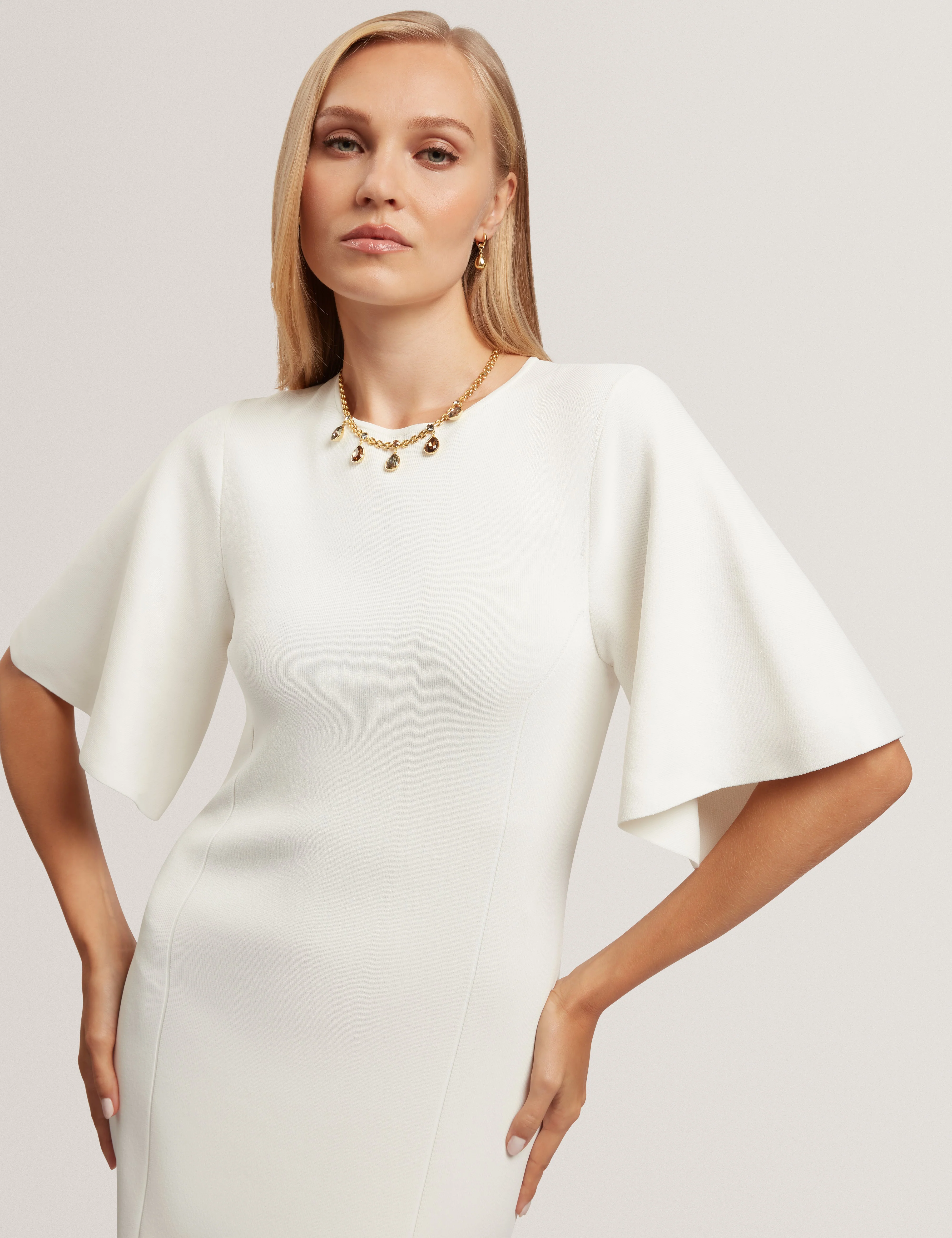 Aedna Bodycon Knit Dress Ivory - Image 4