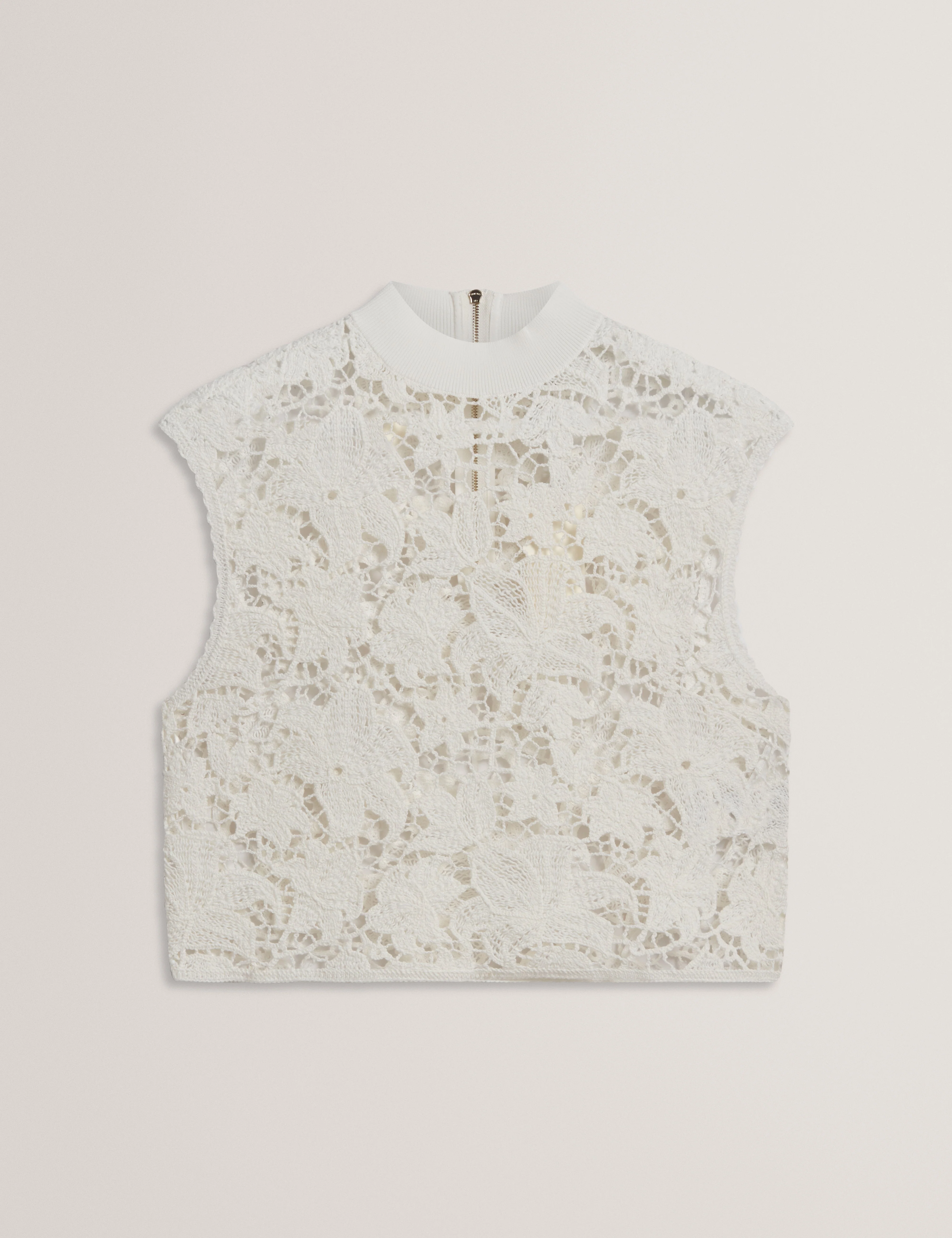 Aenabet Cropped Crochet Top Ivory - Image 7