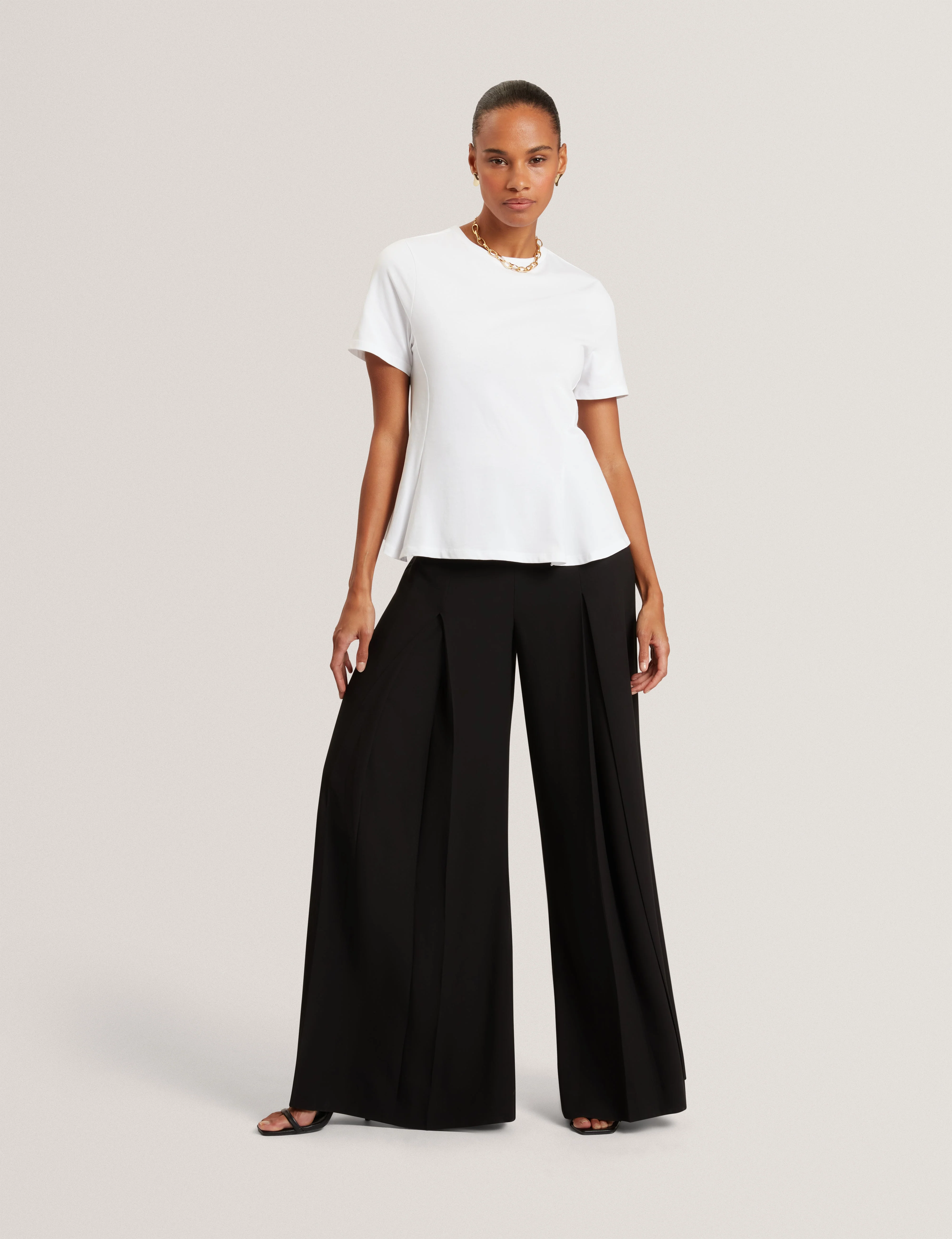 Aepi Front Pleat Wide Leg Trousers Black - Image 2