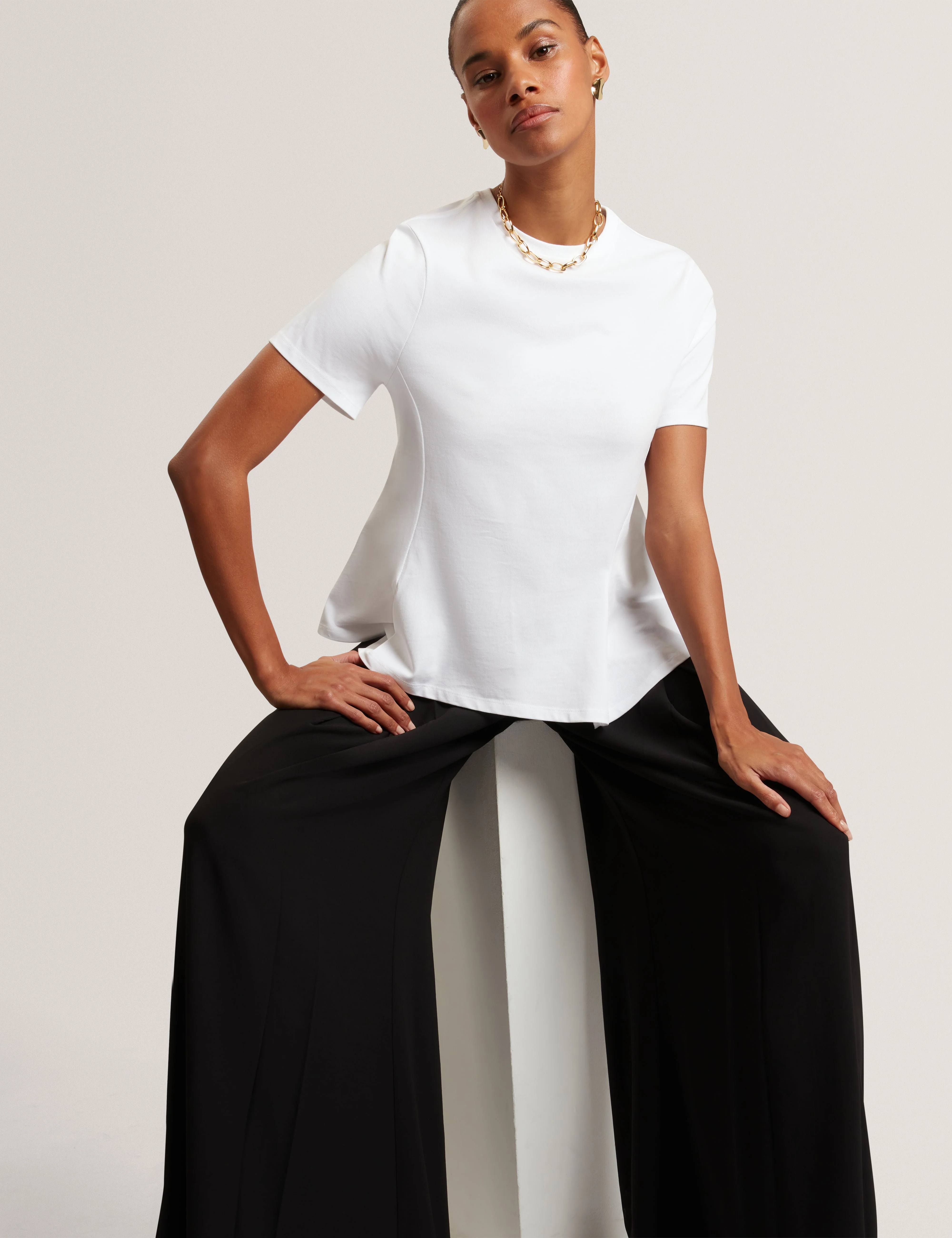 Aepi Front Pleat Wide Leg Trousers Black - Image 6