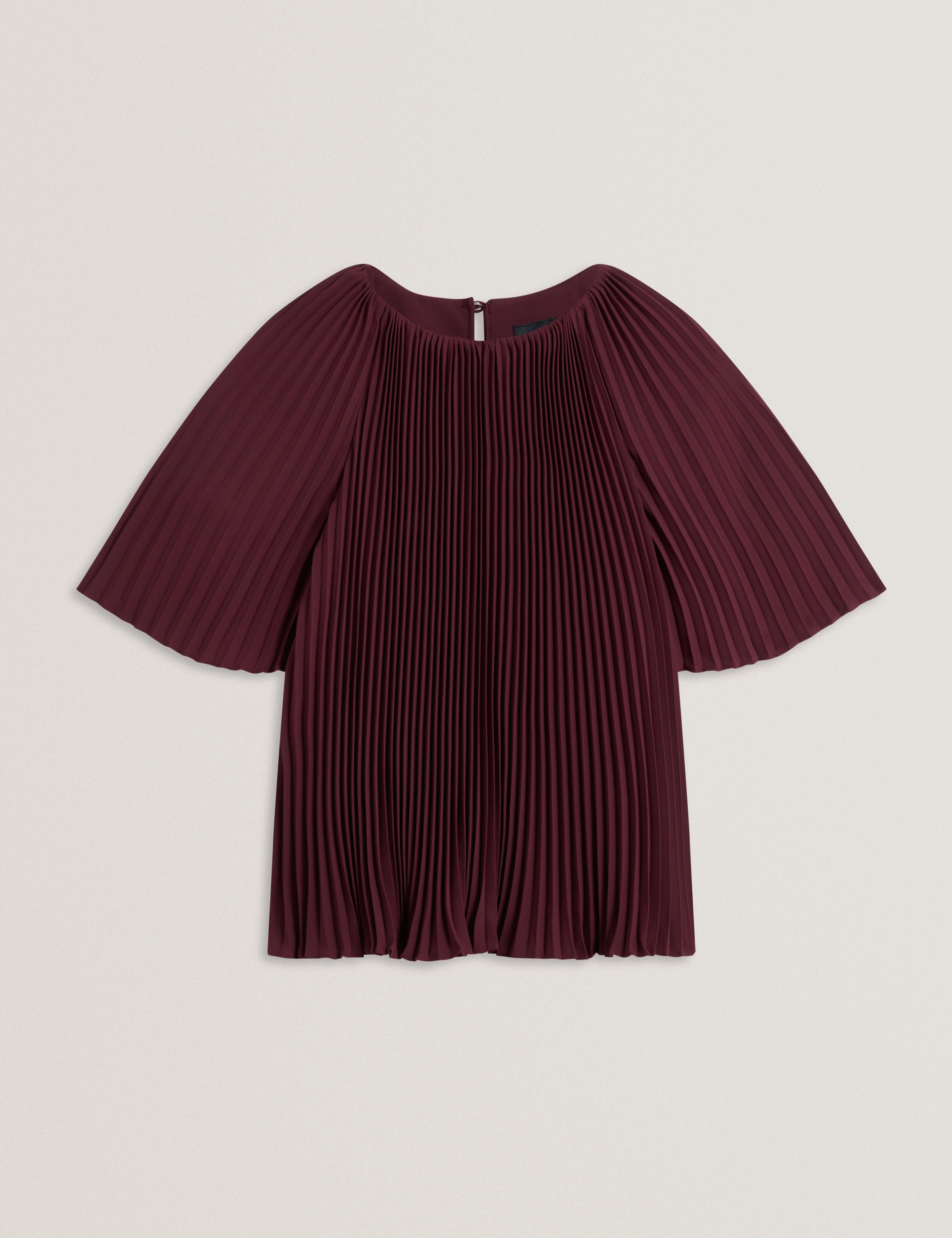 Agara Crepe Pleated Short Sleeve Top Oxblood - Image 7
