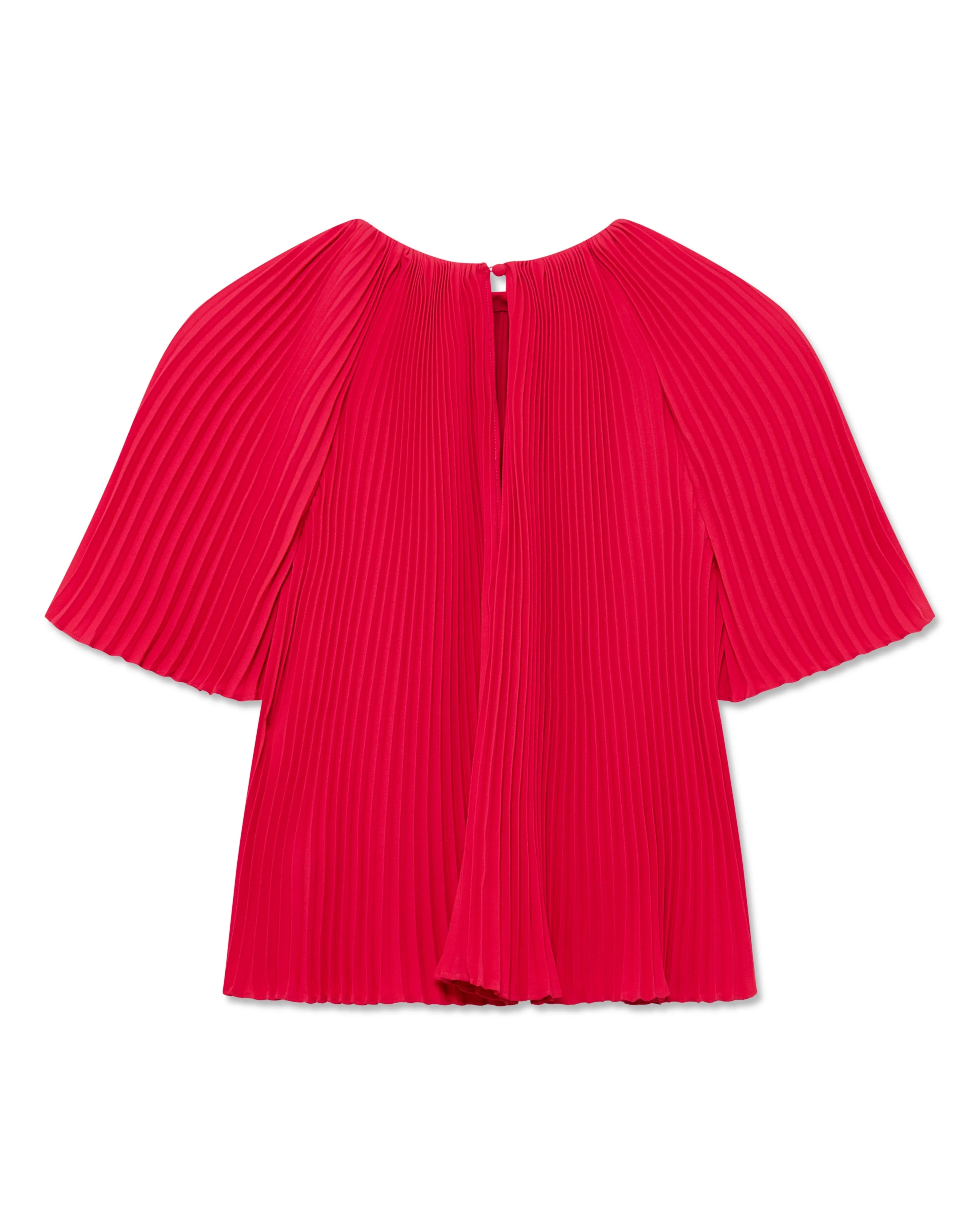 Agara Pleated Short Sleeve Blouse Fuchsia - Image 2