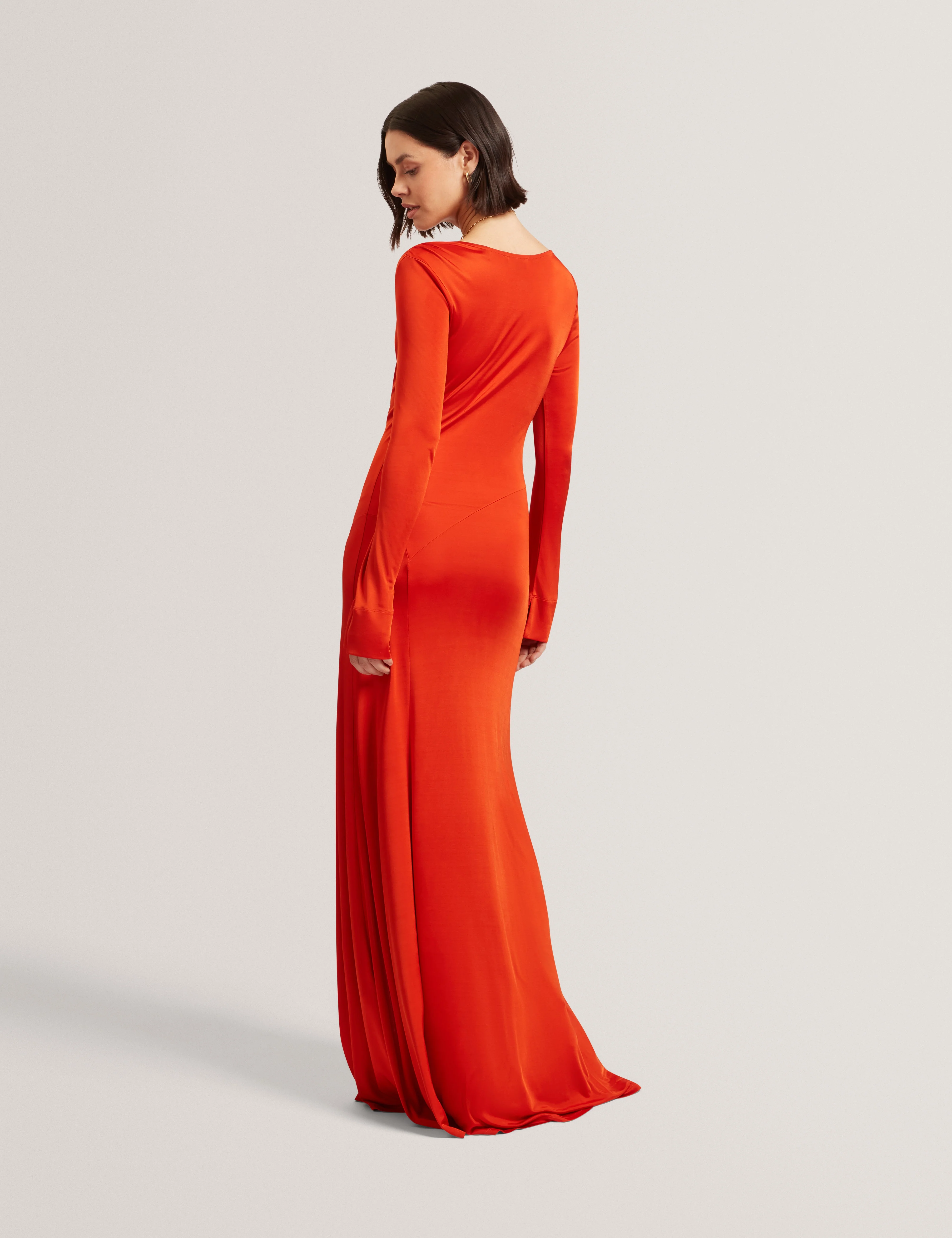 Aianna Cowl Neck Midi Dress Brt-Red - Image 6