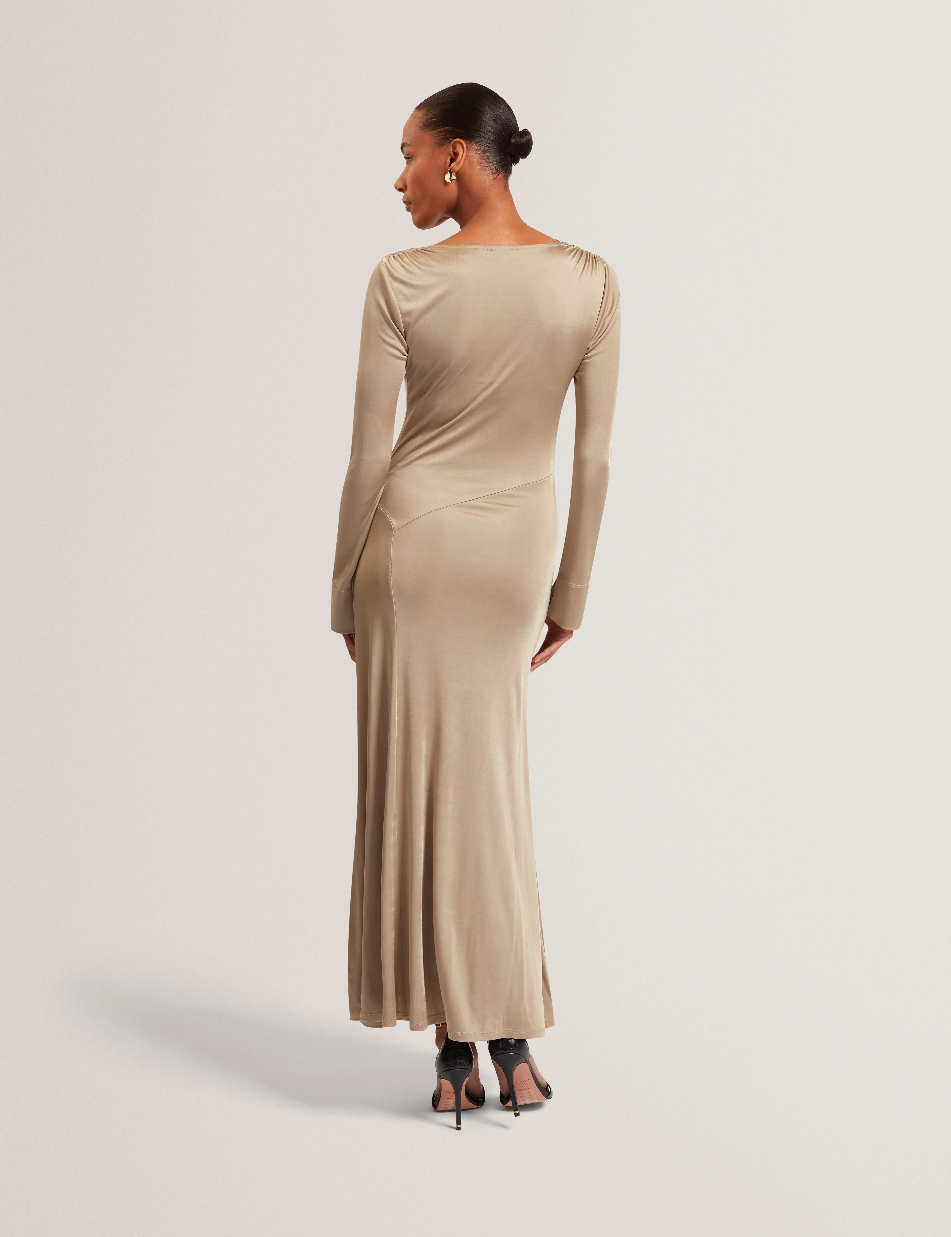 Aianna Cowl Neck Midi Dress Olive - Image 4