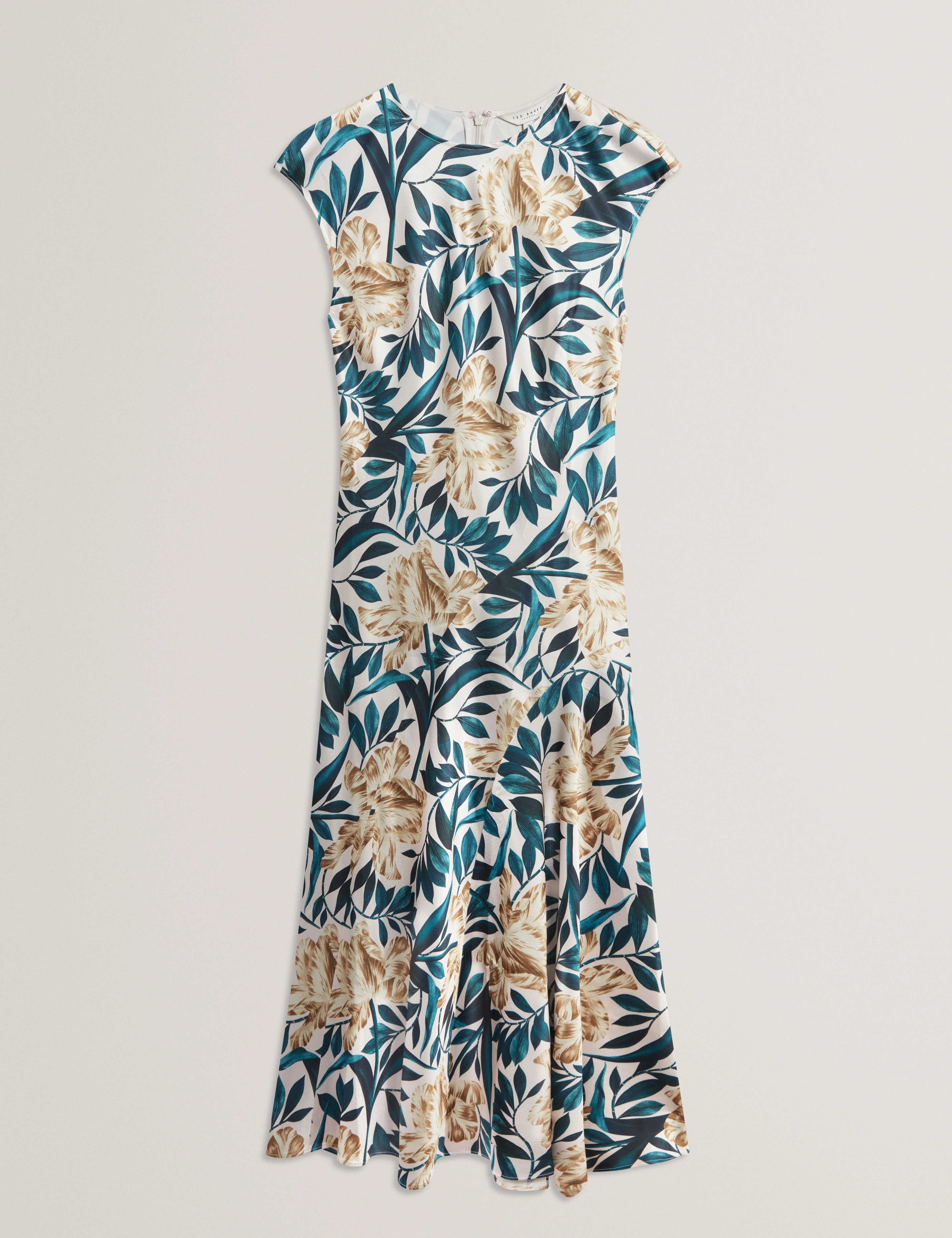 Aibee Printed Sleeveless Asymmetric Midi Dress Cream - Image 7