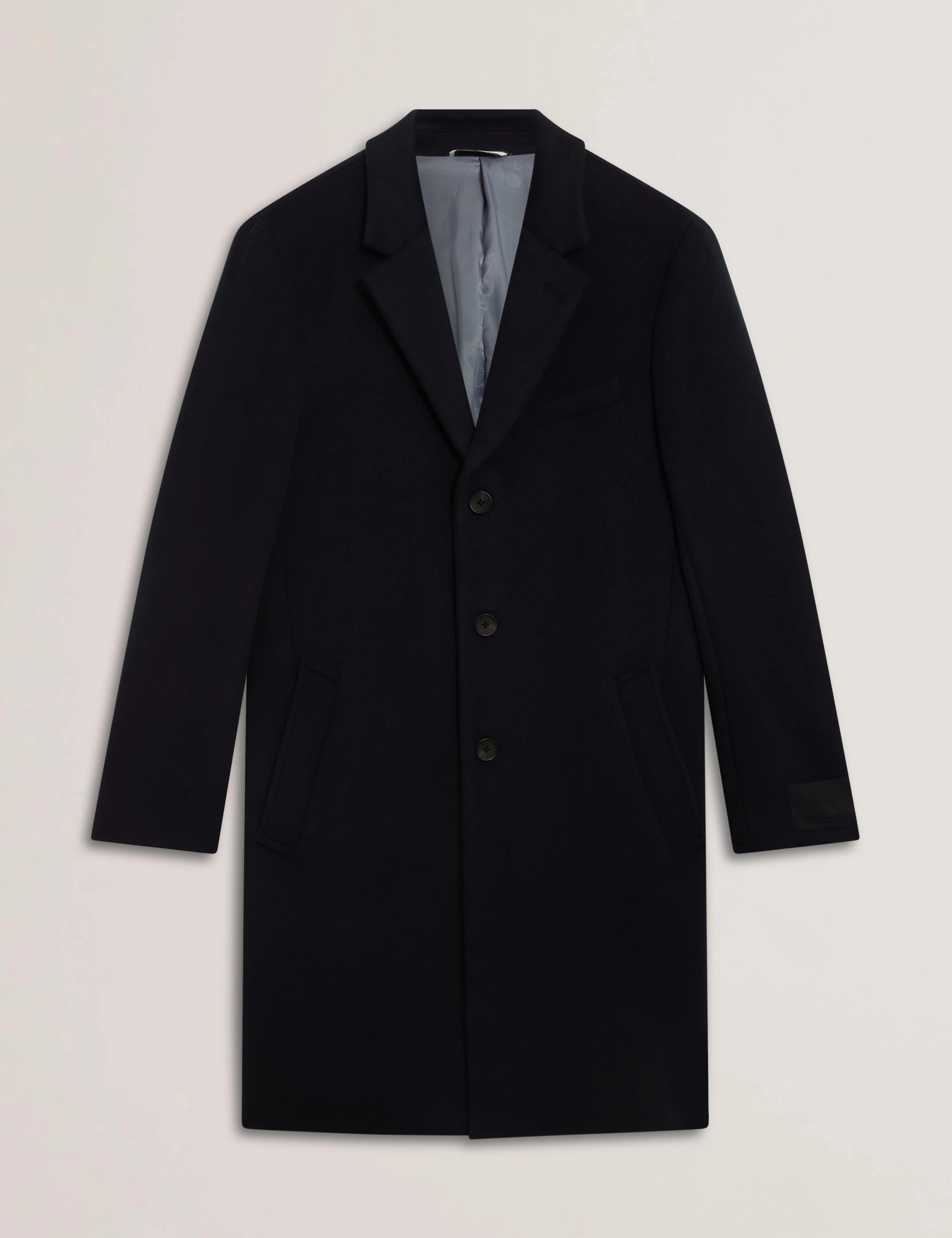 Alerton Slim Fit Wool Blend City Overcoat Navy - Image 5