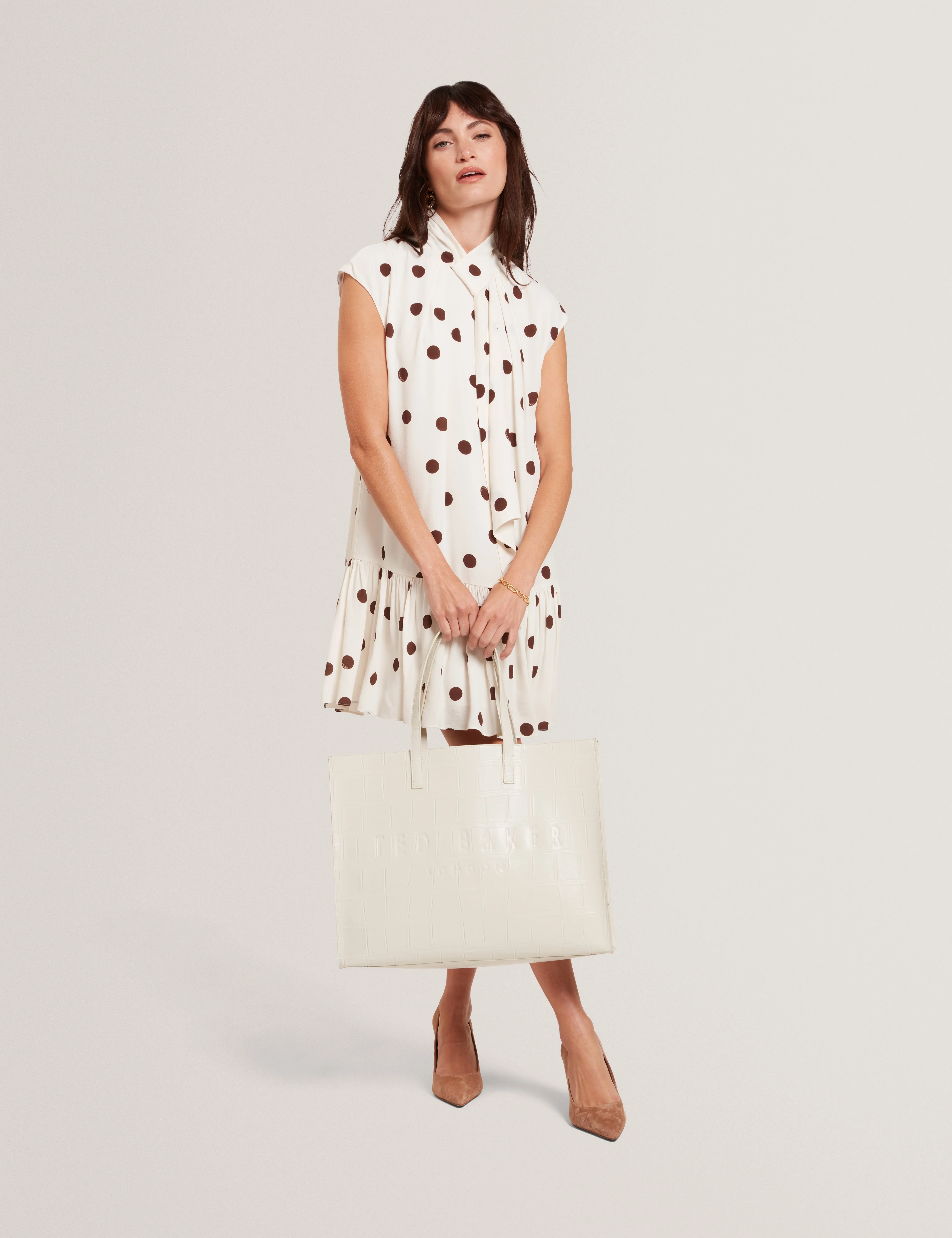 Allicon Croc Effect Extra Large Icon Bag Ivory - Image 6
