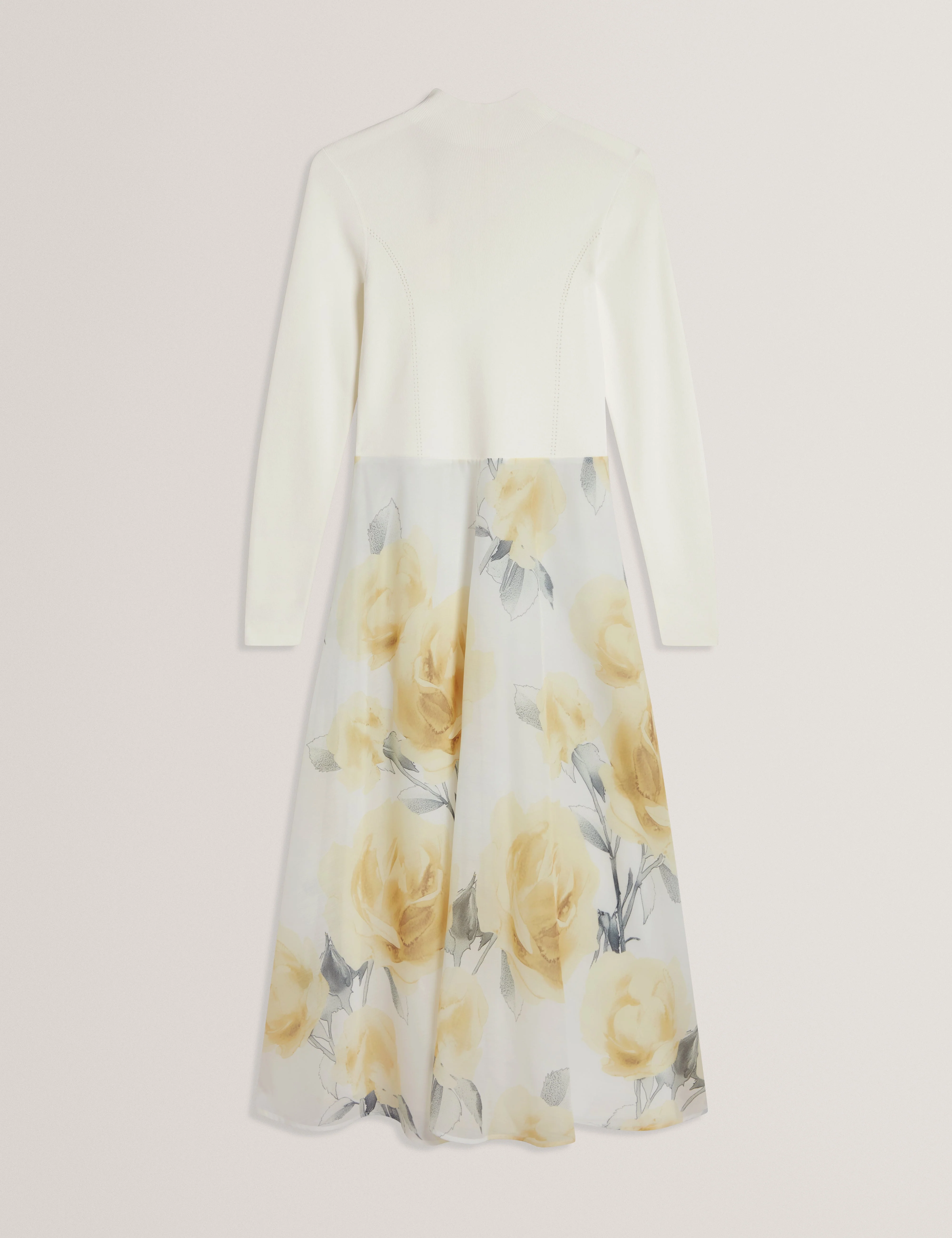 Allila Midi Dress With Organza Printed Skirt Ivory - Image 7
