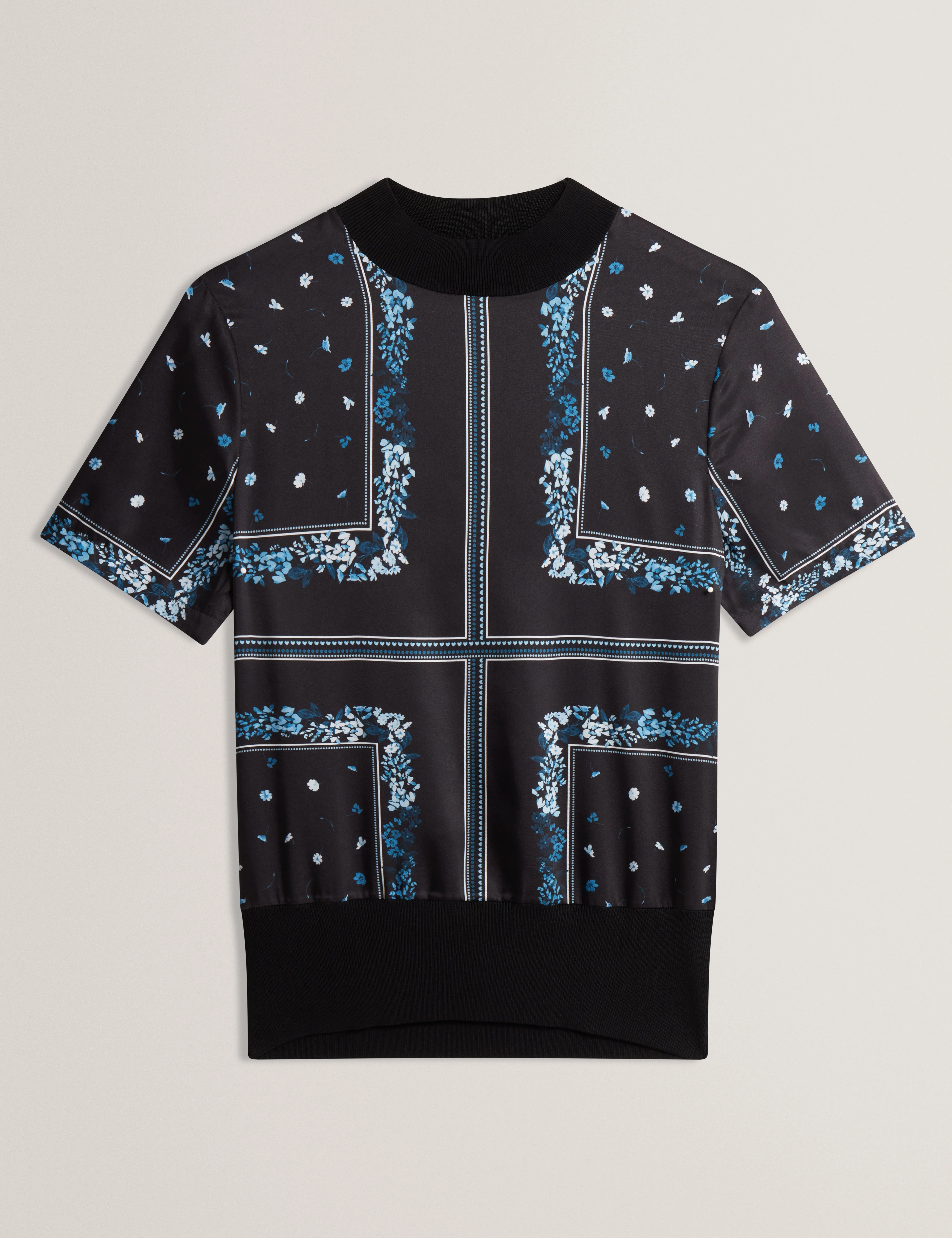 Almaaz Printed Woven Front Short Sleeve Tee Black - Image 6