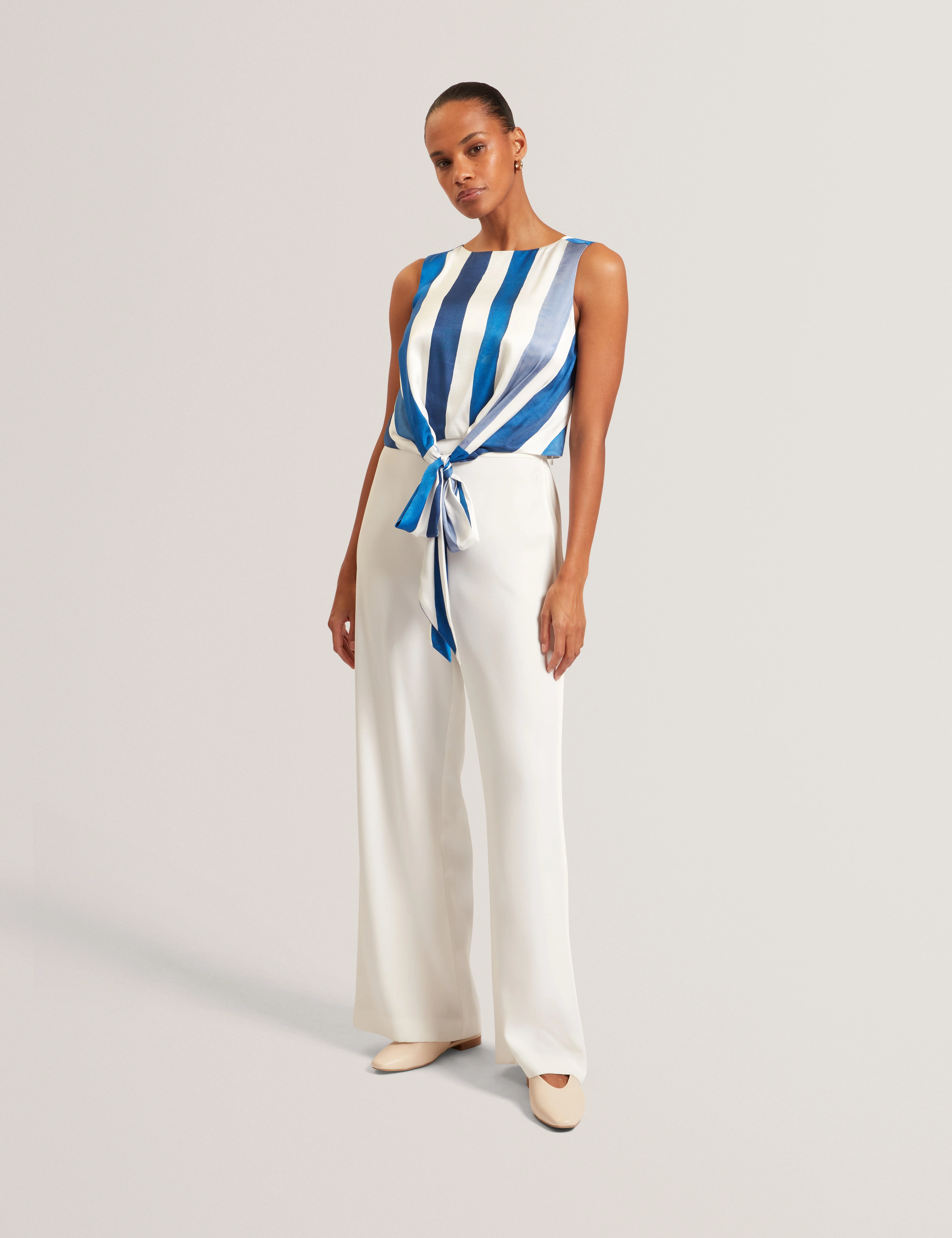 Almi Knot Detail Sleeveless Top Ivory - Image 2