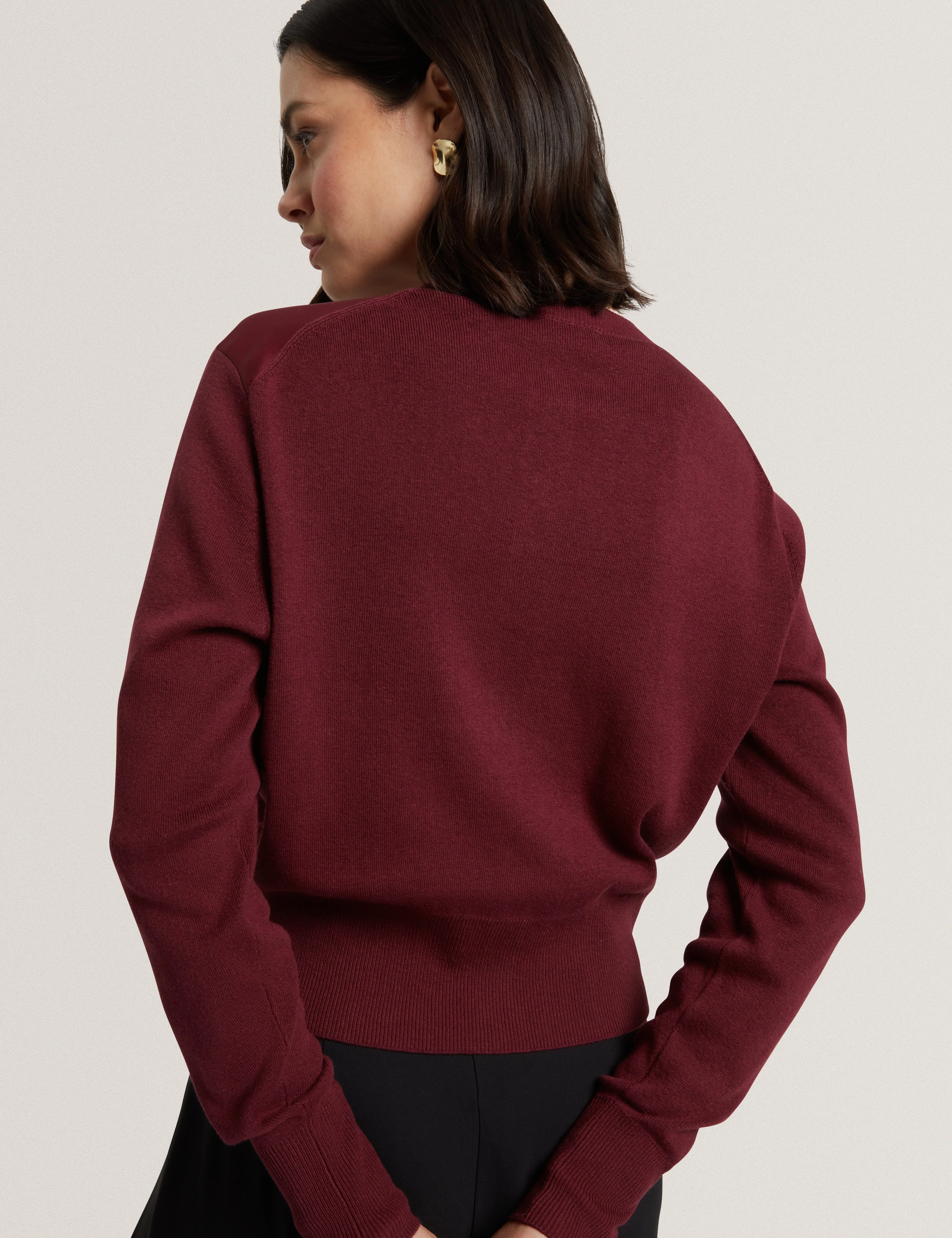 Amaryli Printed Woven Front Cardigan Oxblood - Image 5