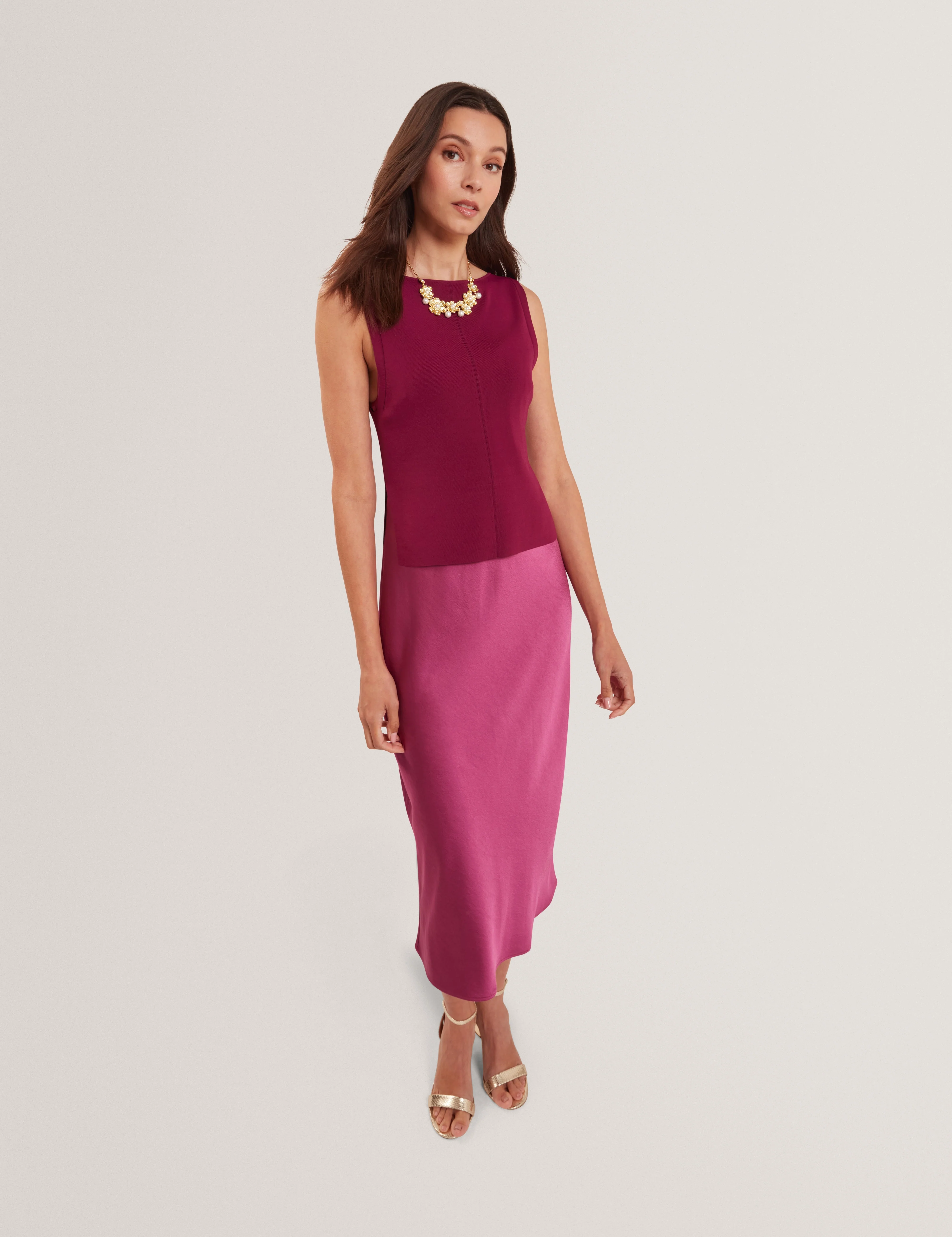 Ammil Satin Slip Dress With Removable Knitted Dp-Purple - Image 4