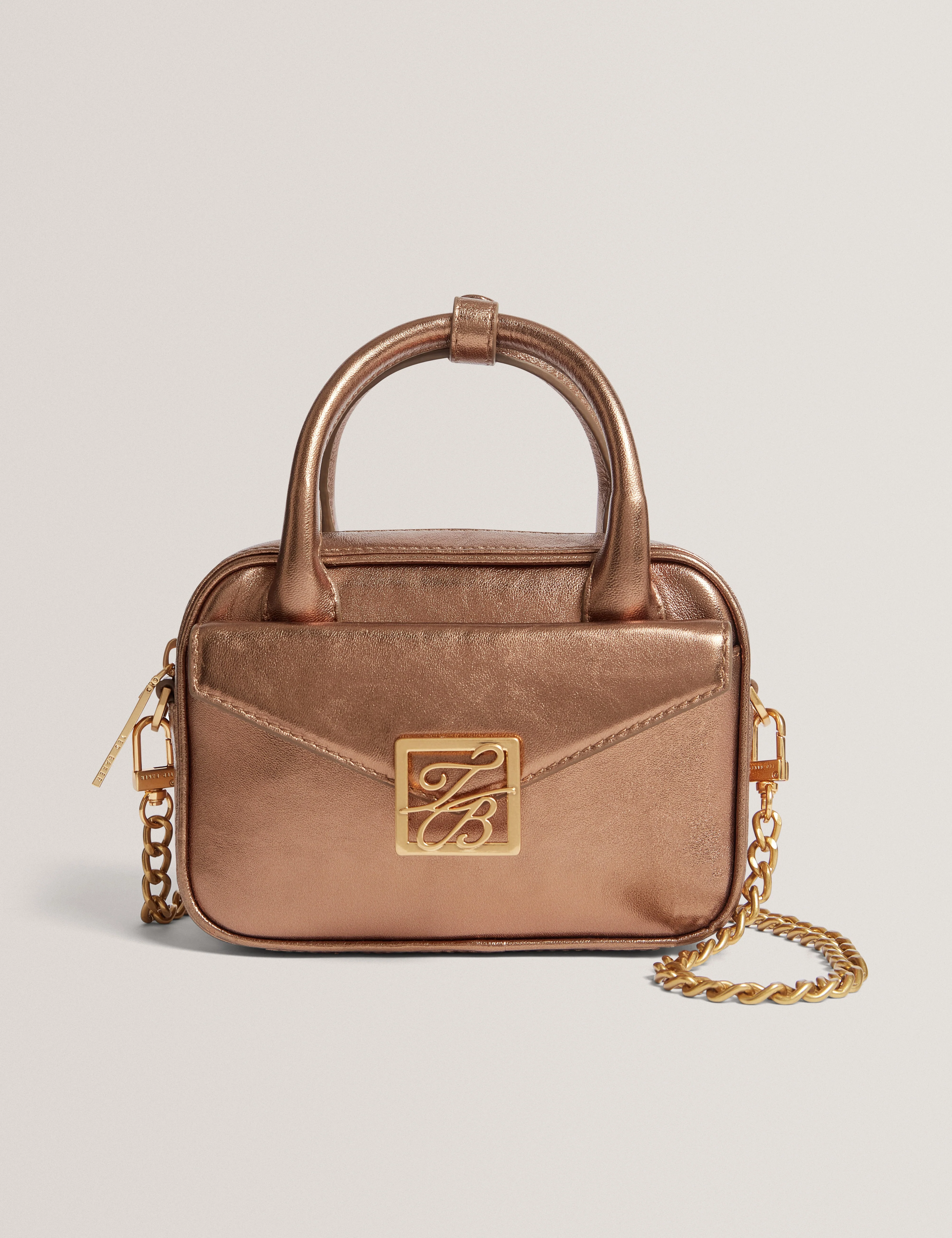 Anisaa Tb Detail Mini Metallic Leather Bag Gold