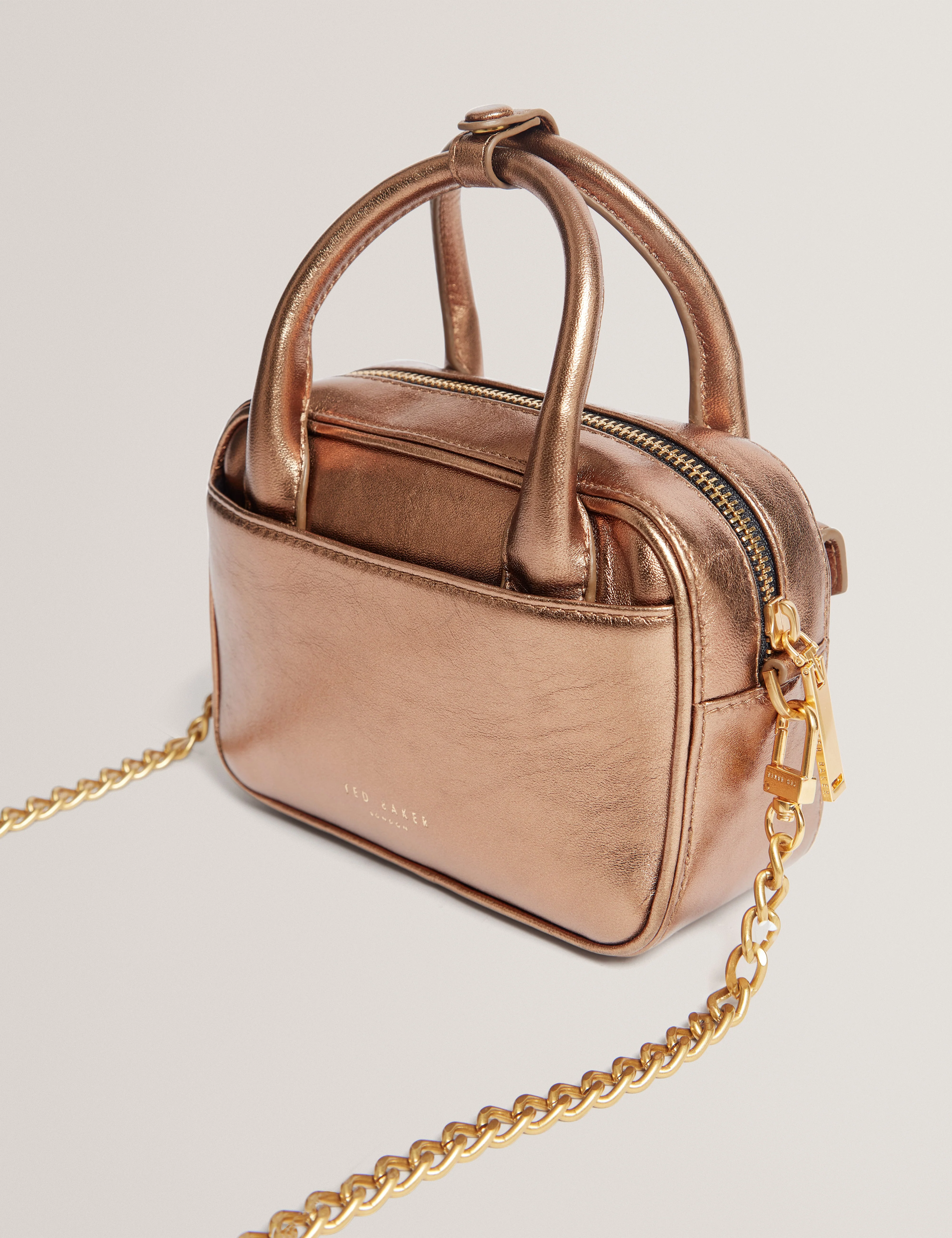 Anisaa Tb Detail Mini Metallic Leather Bag Gold - Image 4