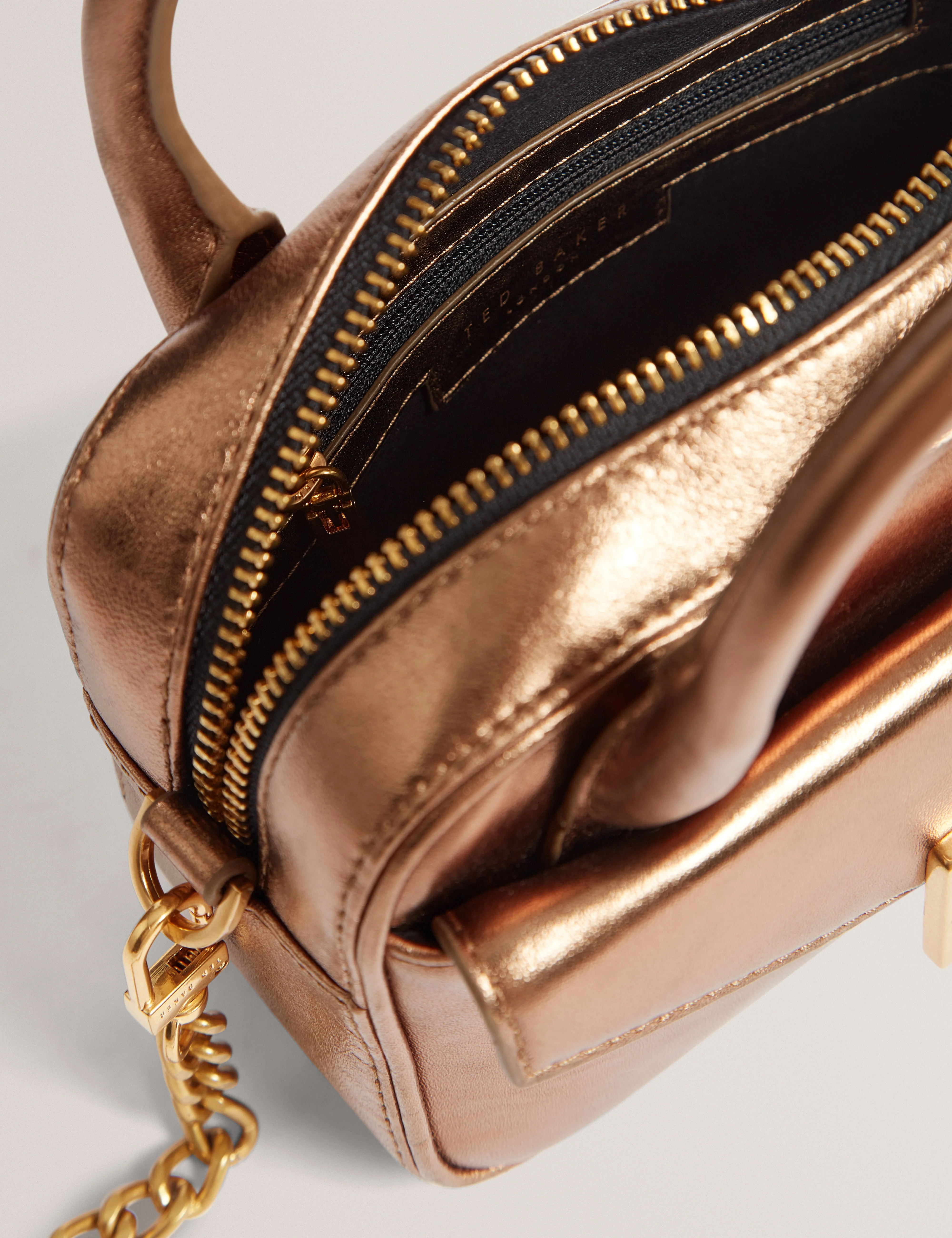 Anisaa Tb Detail Mini Metallic Leather Bag Gold - Image 5