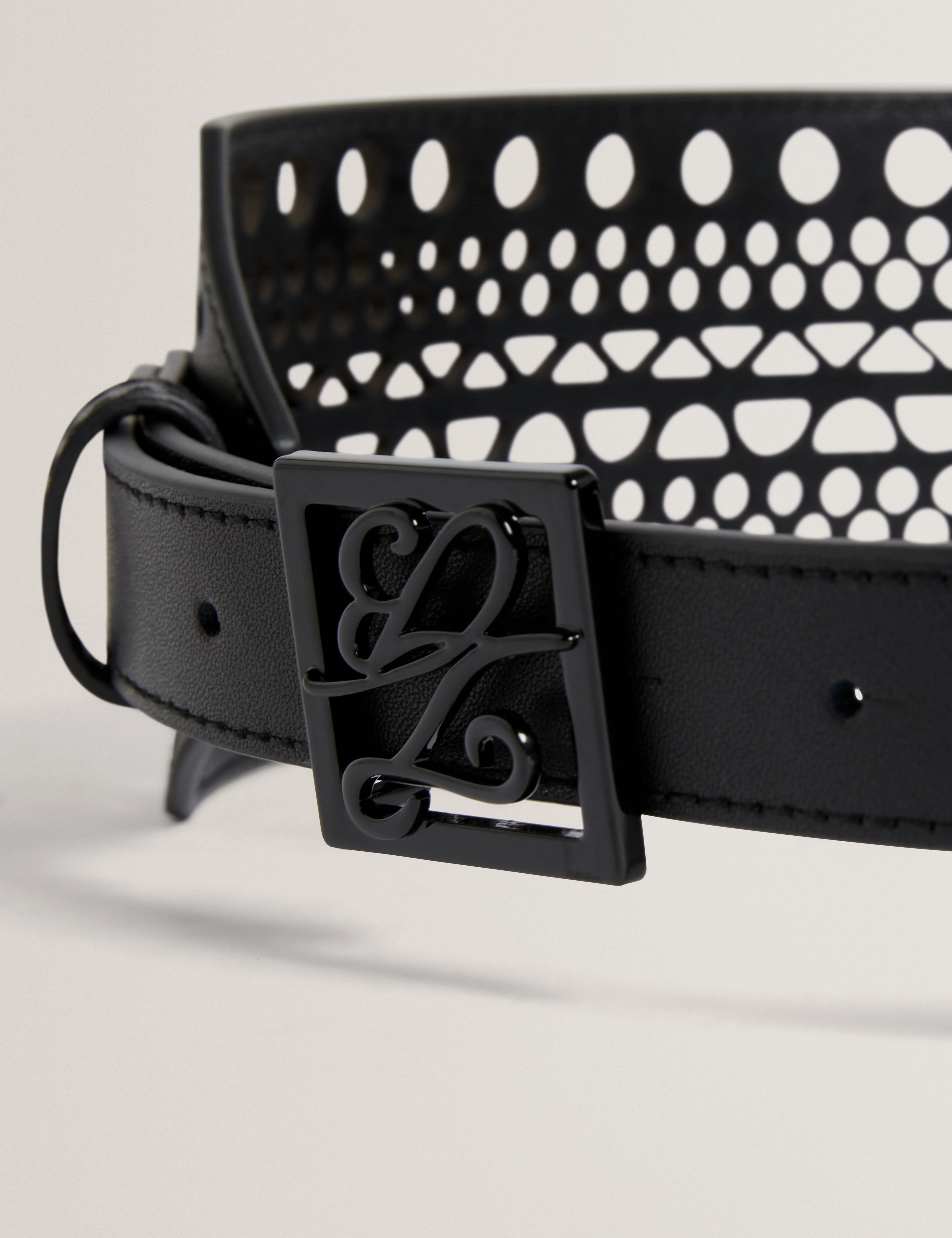 Annalea Laser Cut Tb Script Detail Waist Belt Black - Image 2