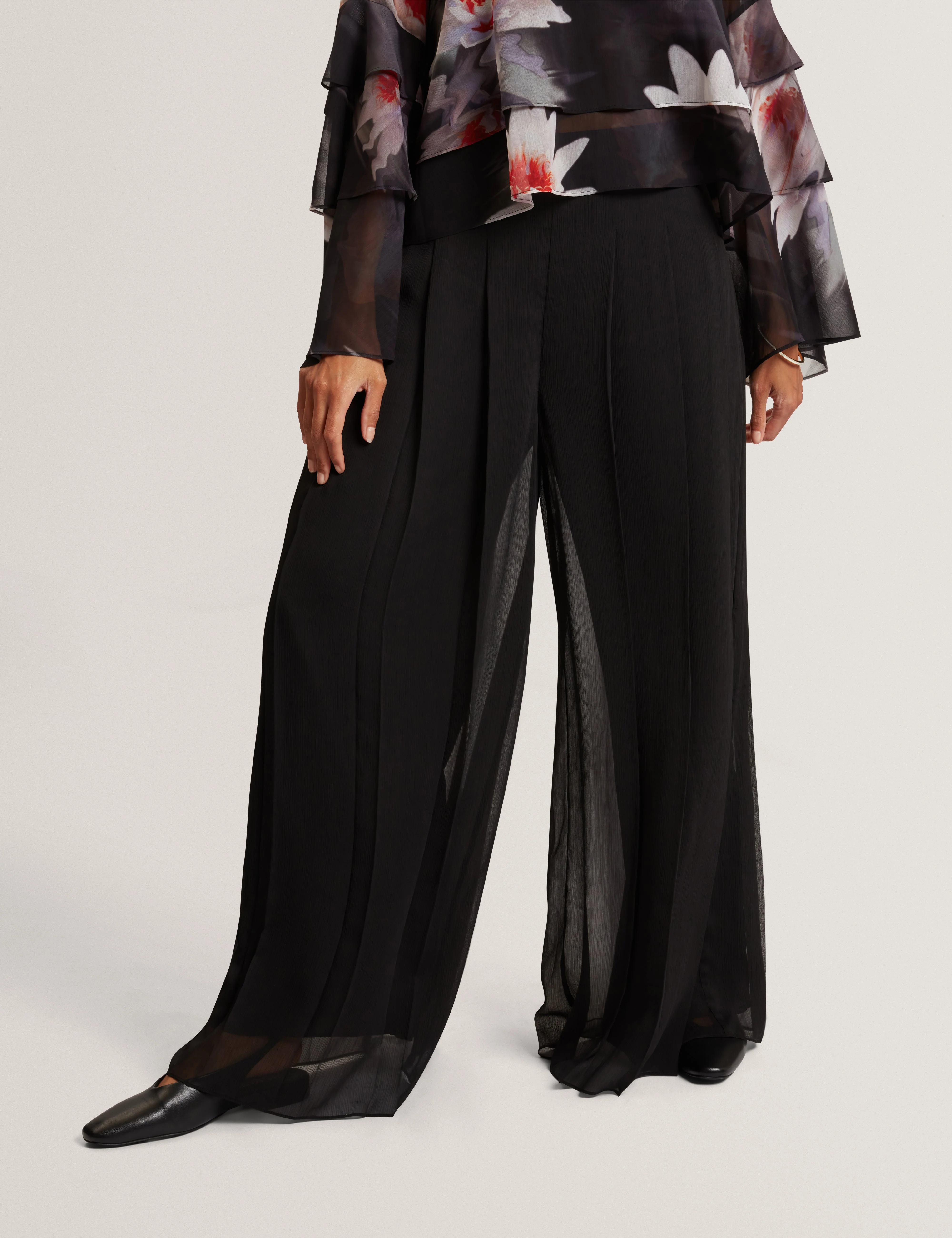 Antera Pleated Wide Leg Trouser Black