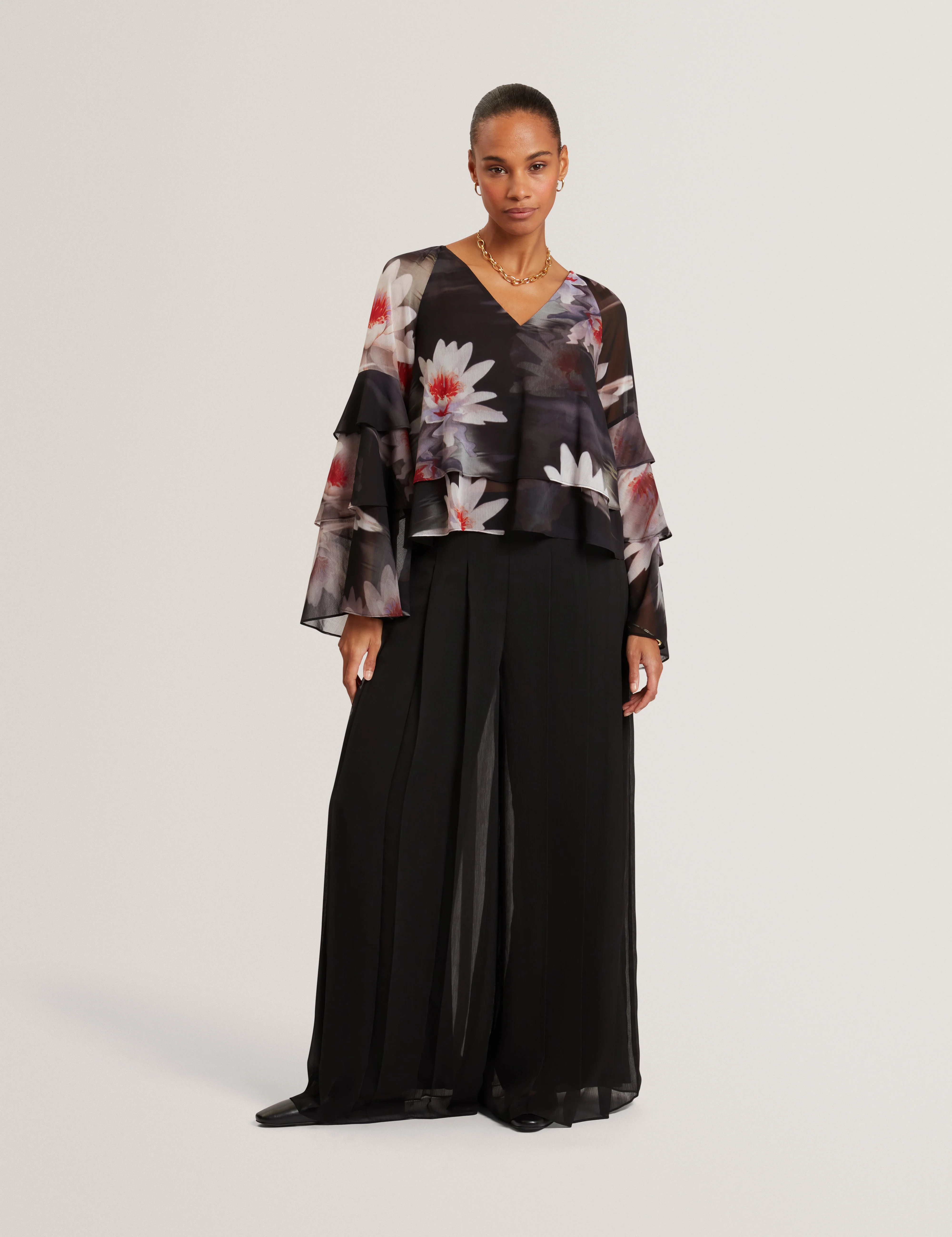Antera Pleated Wide Leg Trouser Black - Image 2