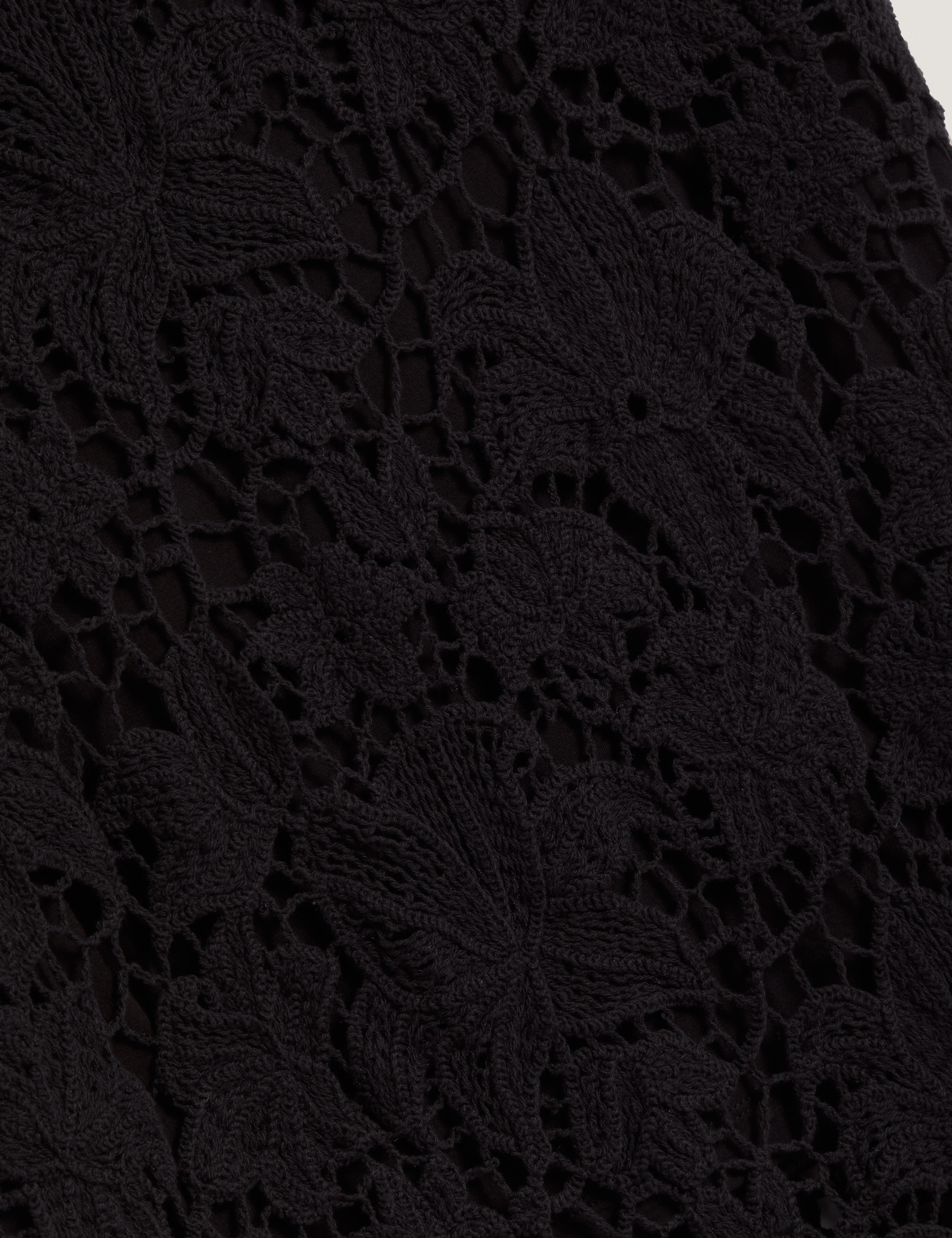 Aphria Crochet Knit Midi Flared Skirt Black - Image 3