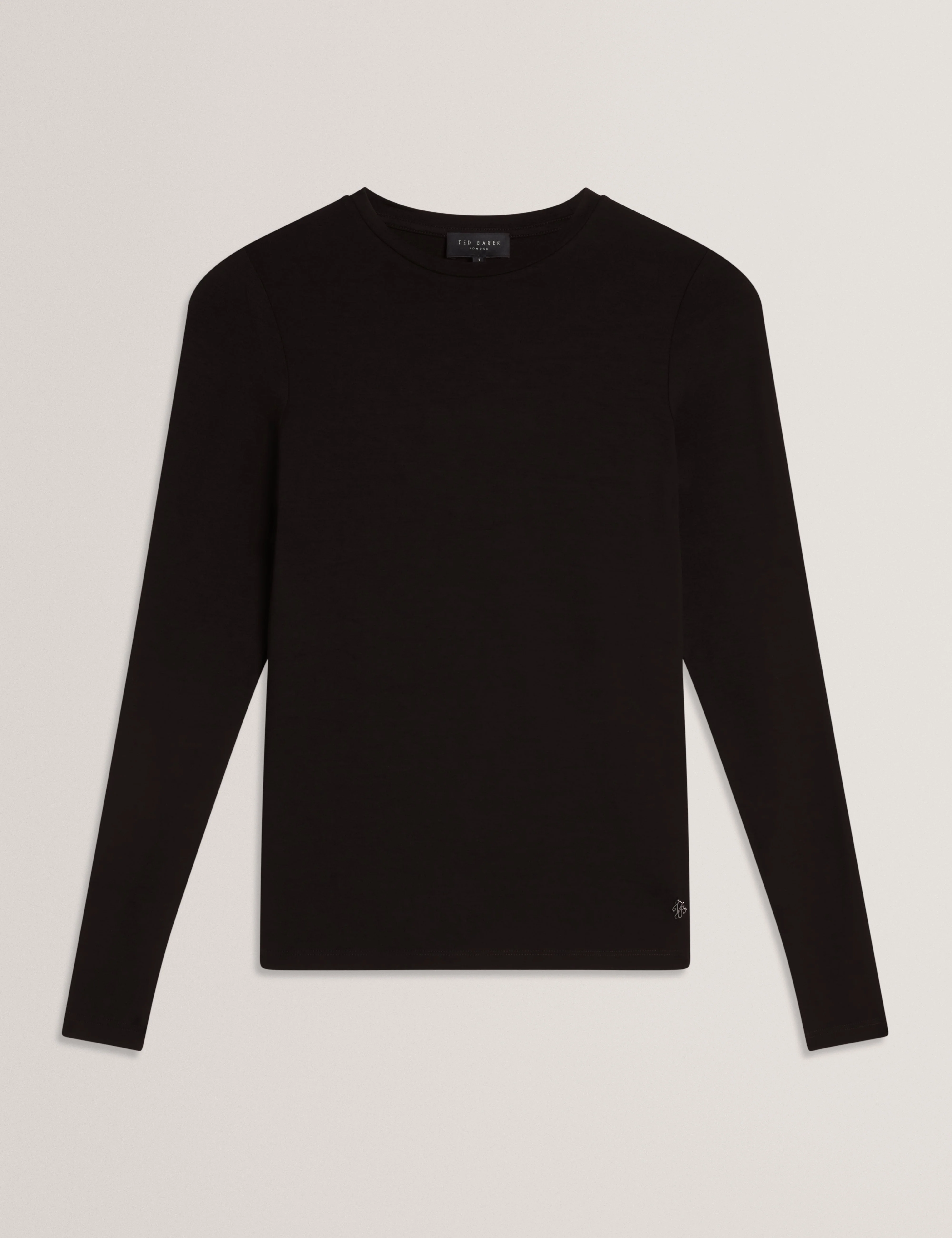 Arania Long Sleeve Fitted Jersey Top Black - Image 7