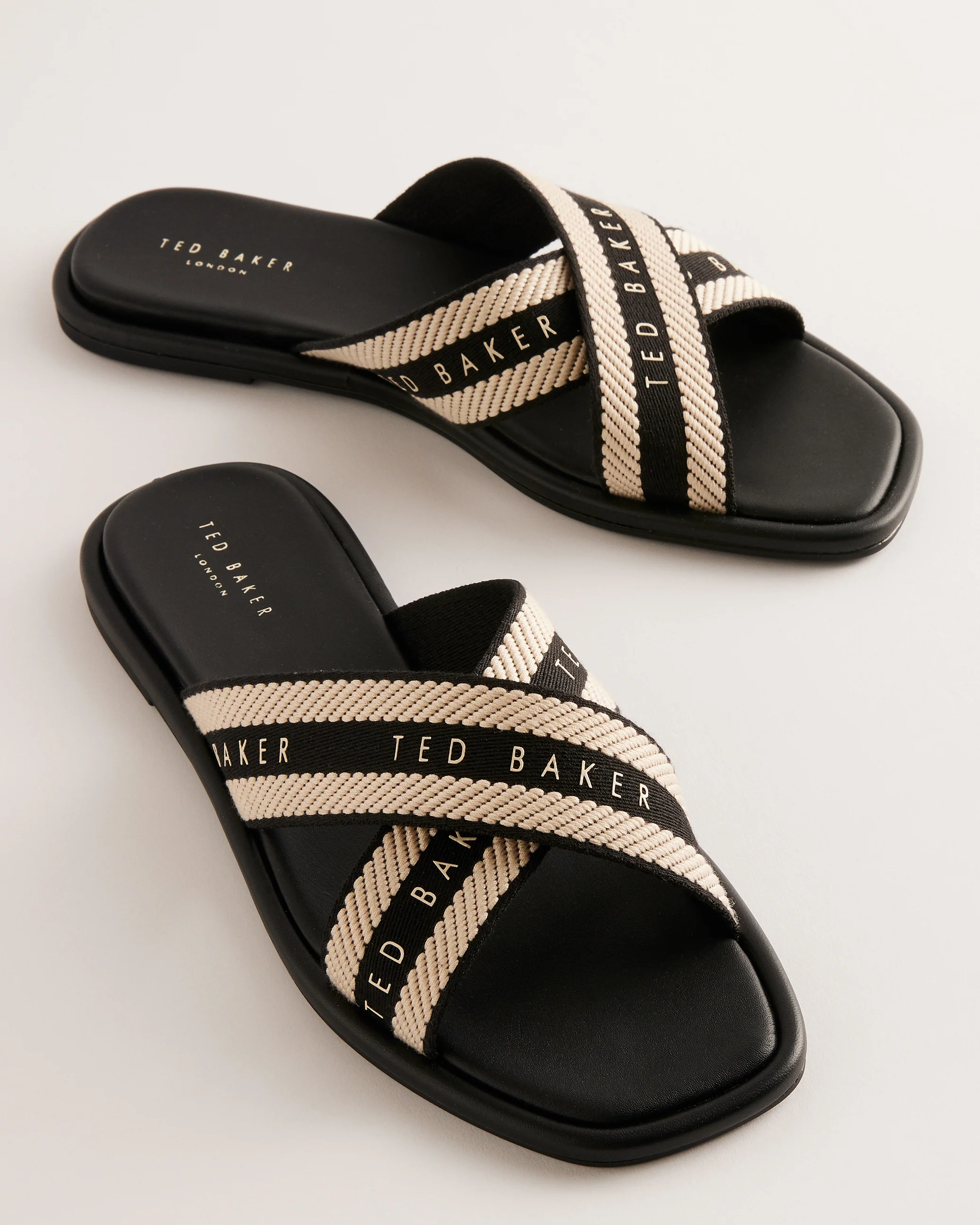 Ashika Webbing Flat Sandal Shoes Black - Image 3