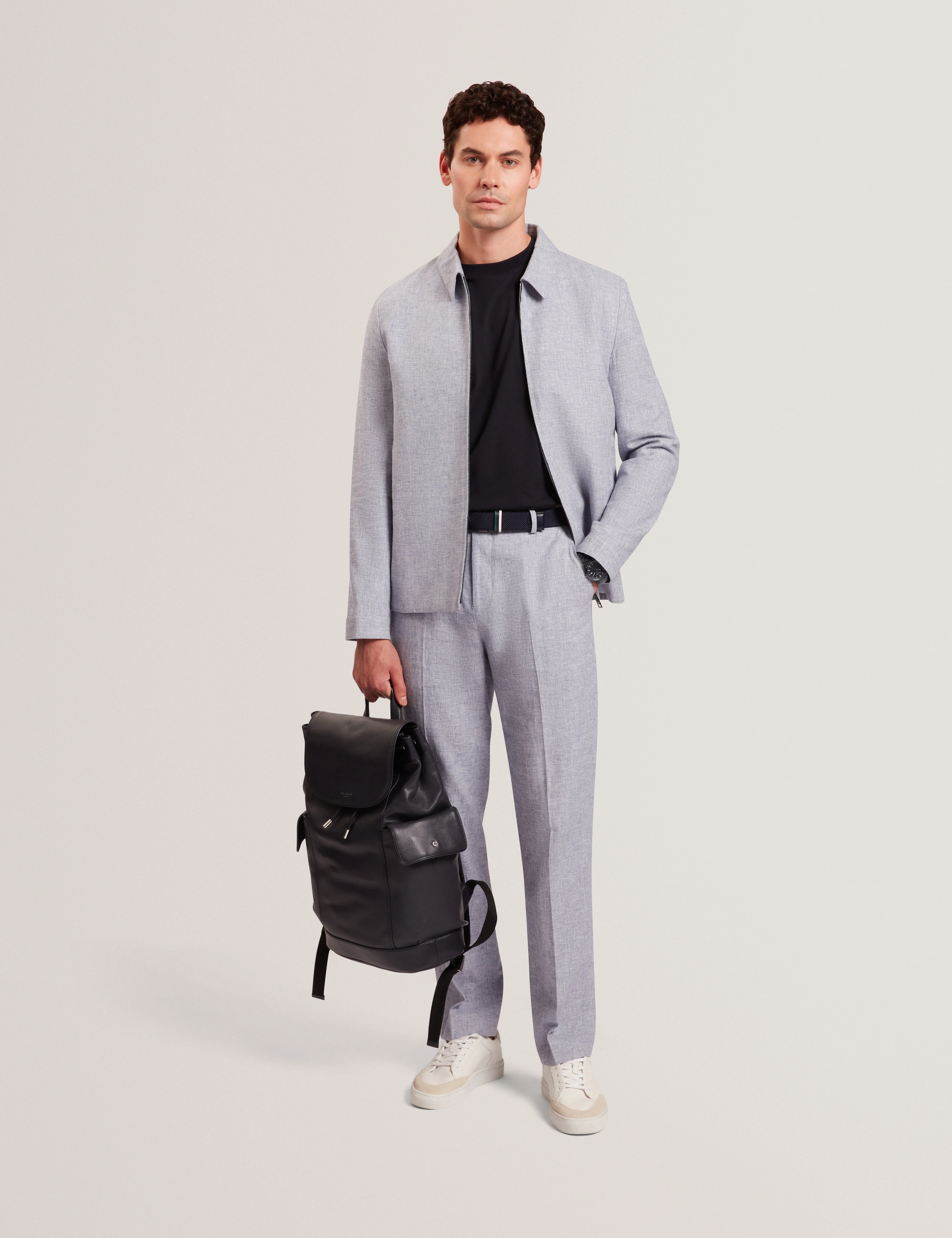 Ashleyj Slim Fit Linen Blend Jacket Lt-Blue - Image 2
