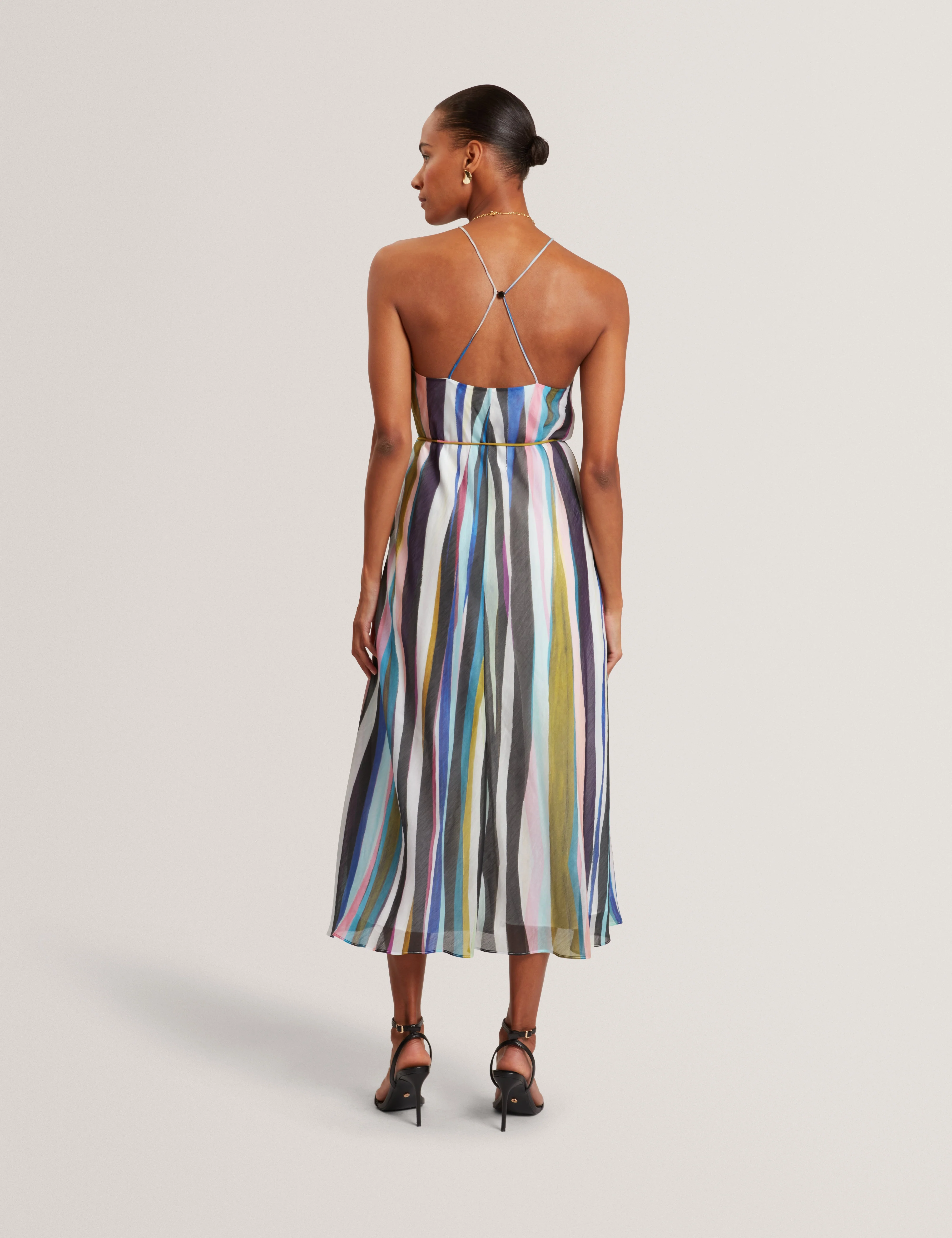 Azurra Printed Halter Neck Maxi Dress Black - Image 5