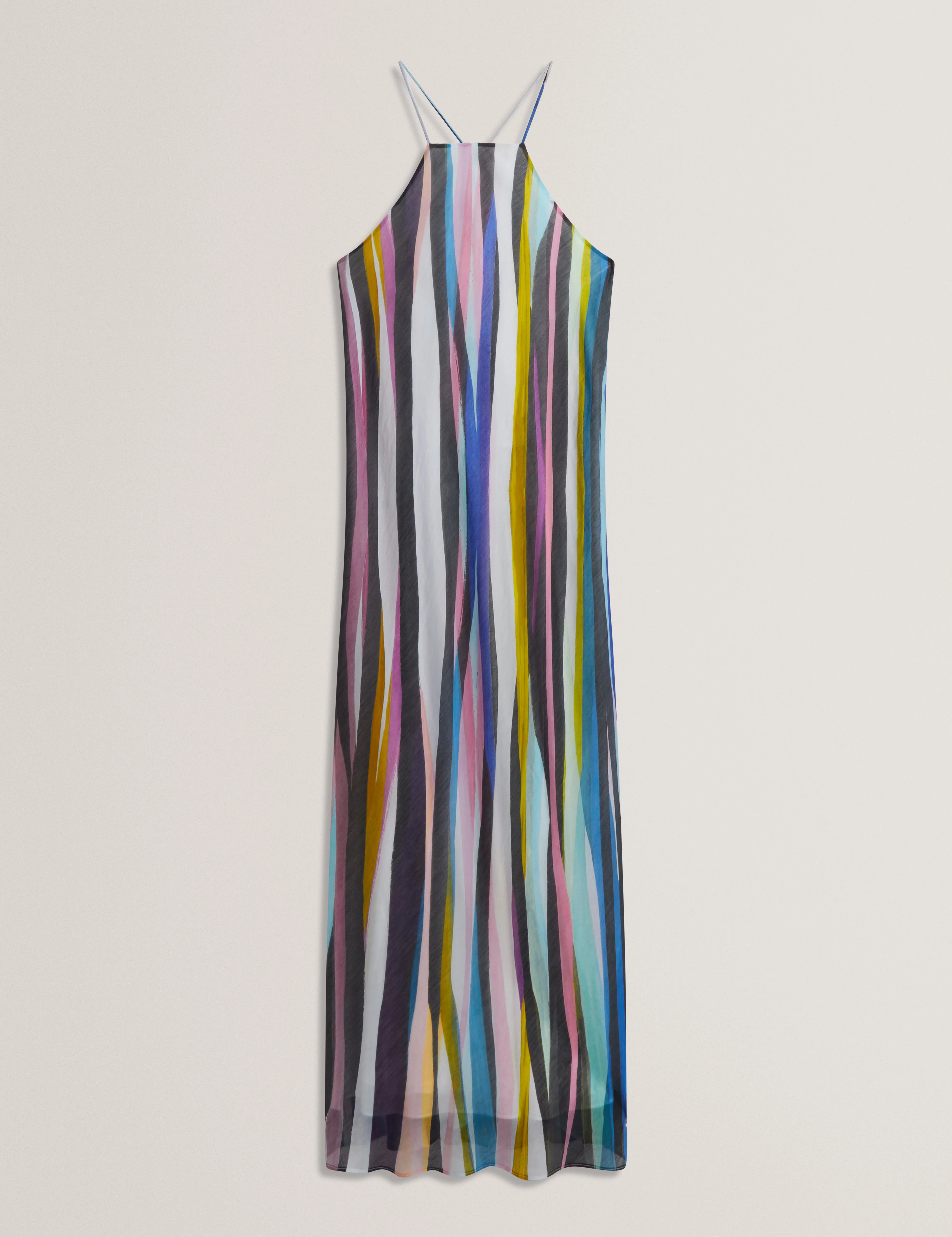 Azurra Printed Halter Neck Maxi Dress Black - Image 7