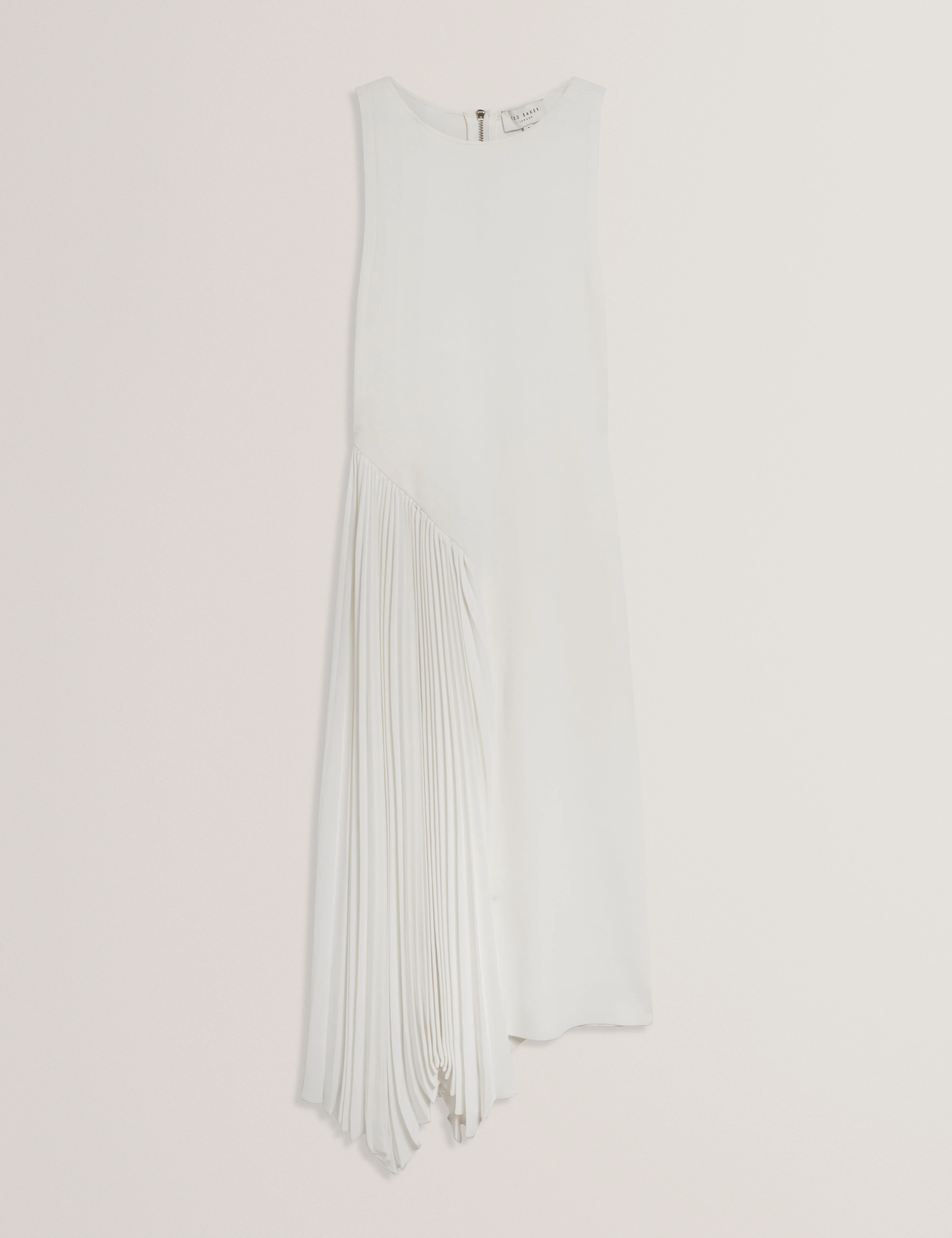 Azzina Sleeveless Knit Dress With Pleats Ivory - Image 5