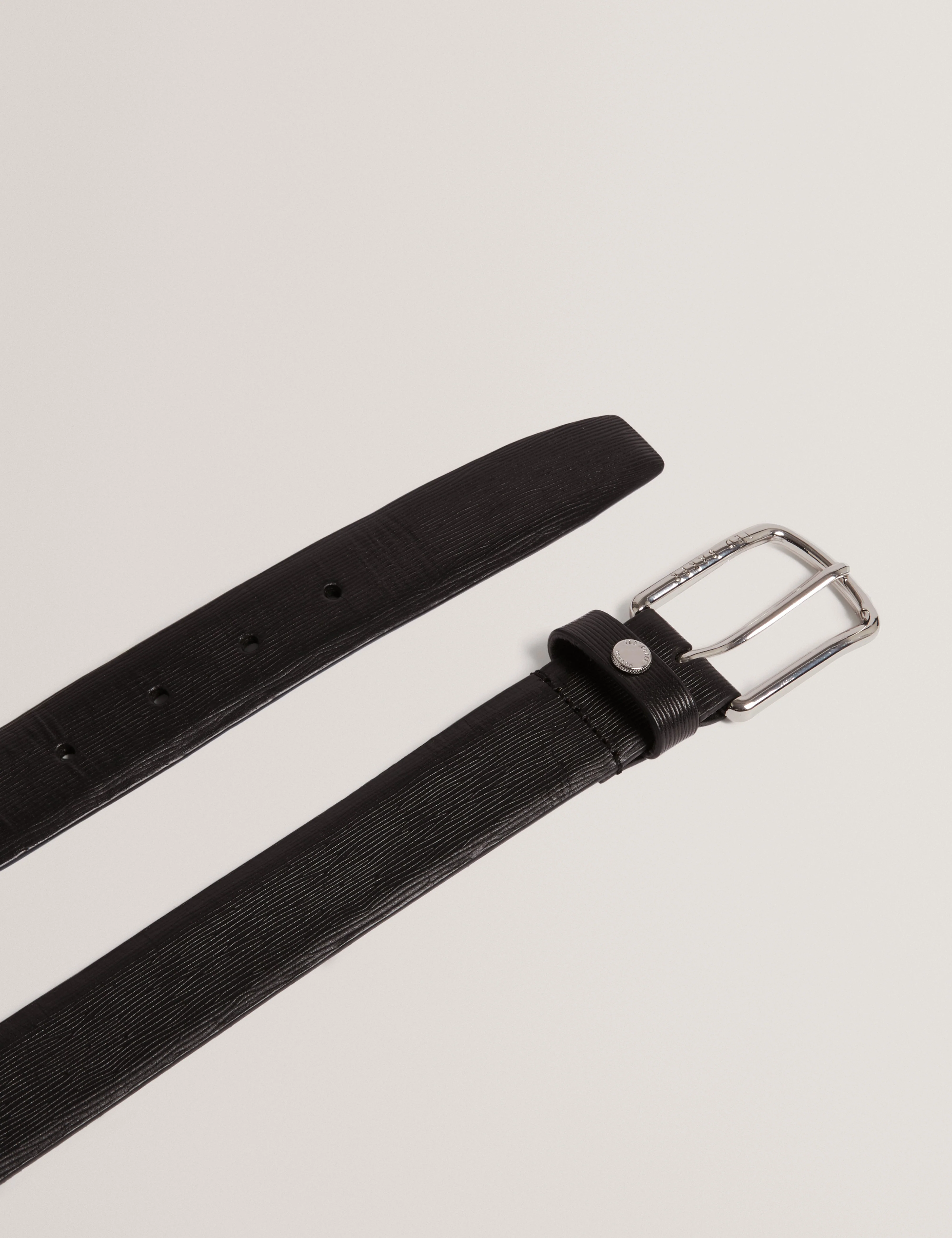 Baiden Bark Texture Leather Belt Black - Image 3