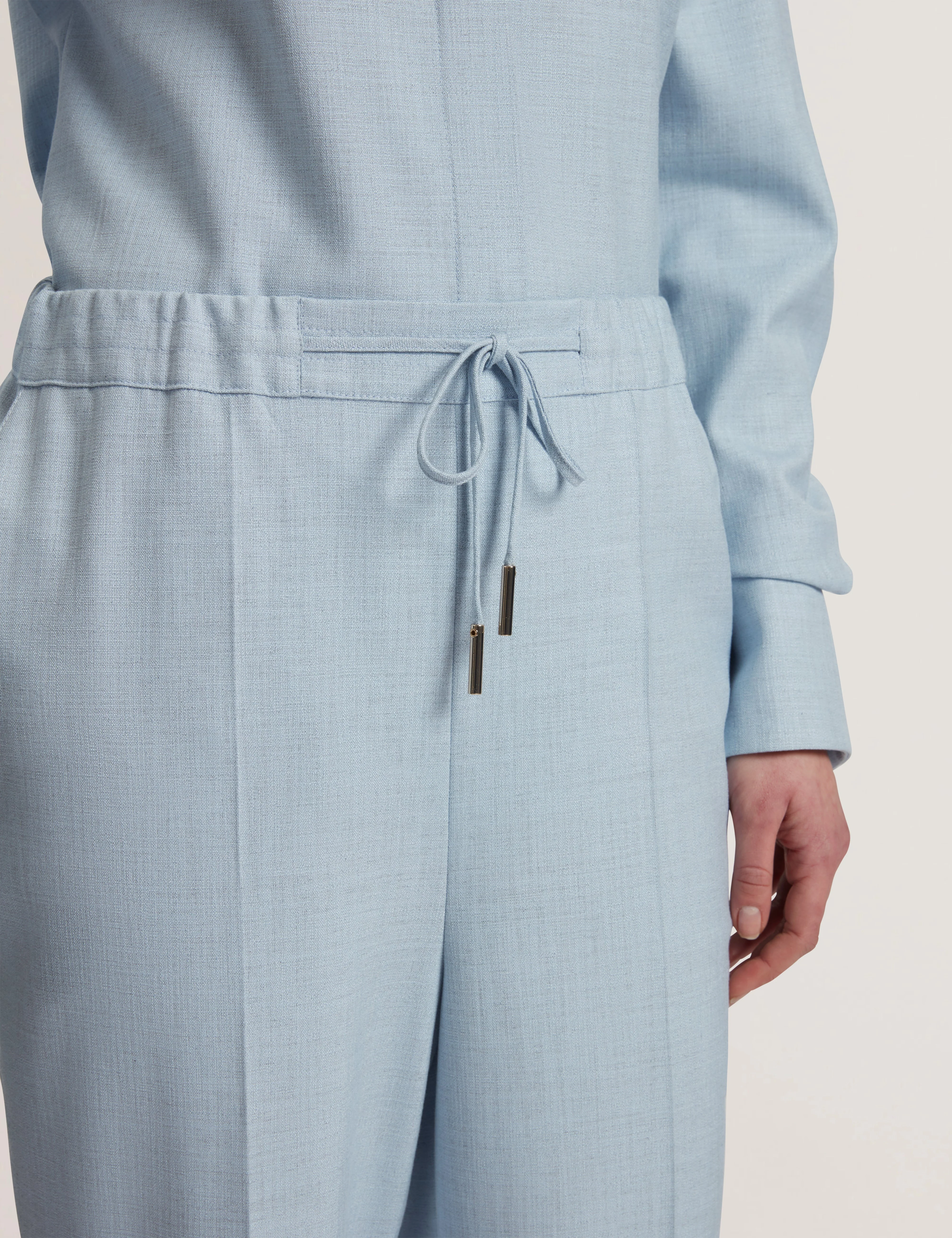 Ballia Elasticated Waist Tailored Trousers Pl-Blue - Image 4