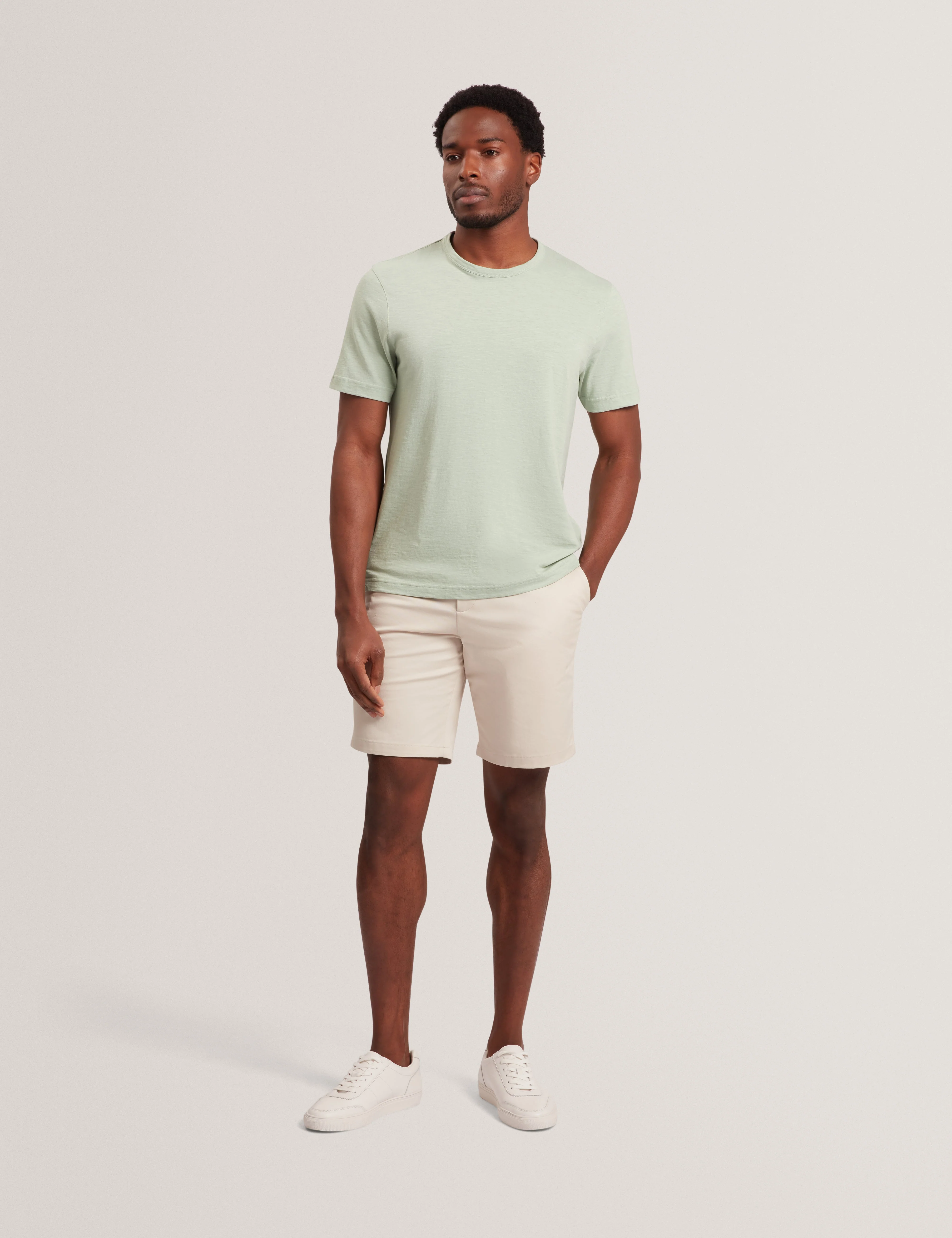 Bartol Short Sleeve Regular Linen Cotton T-Shirt Mid-Green - Image 2