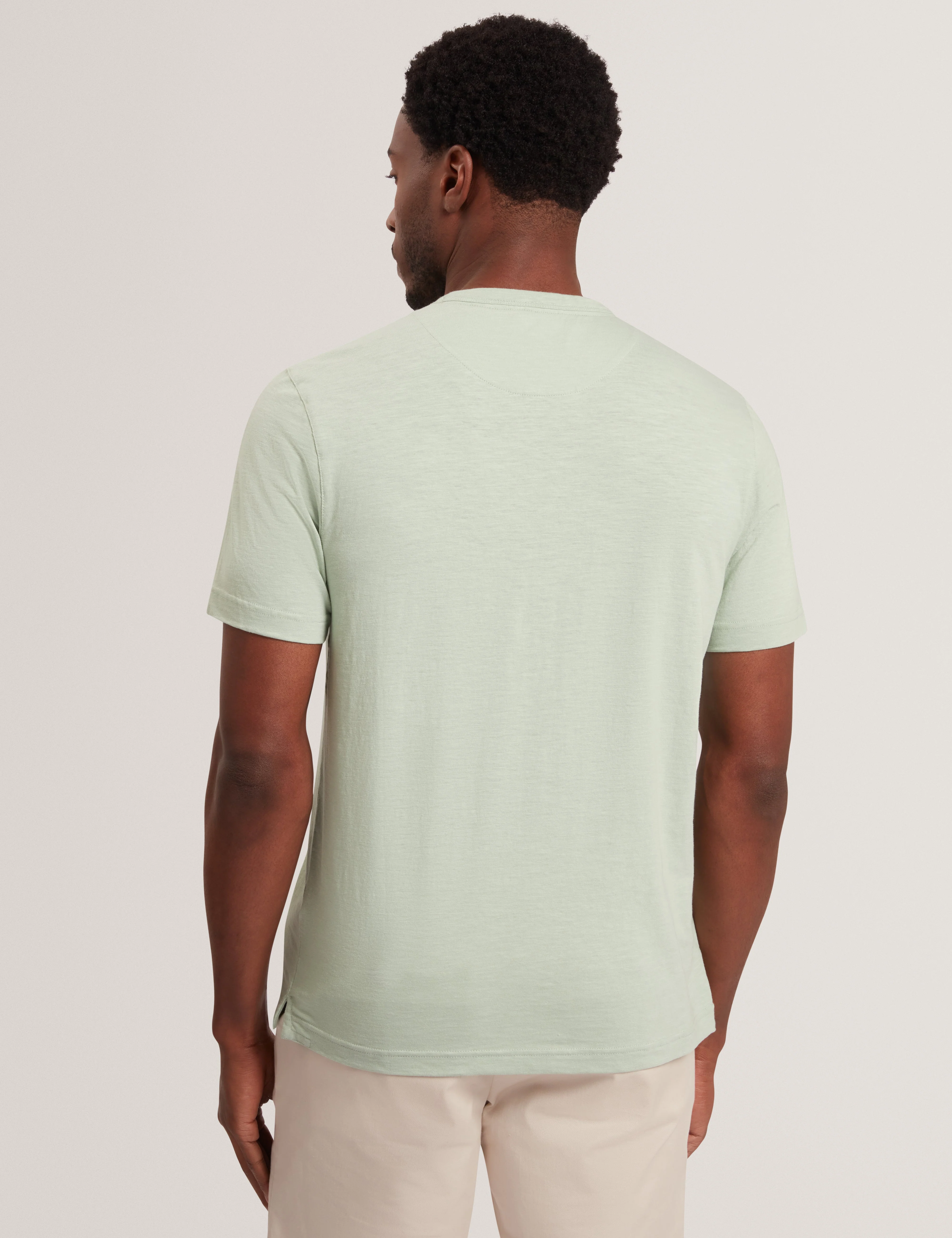 Bartol Short Sleeve Regular Linen Cotton T-Shirt Mid-Green - Image 5