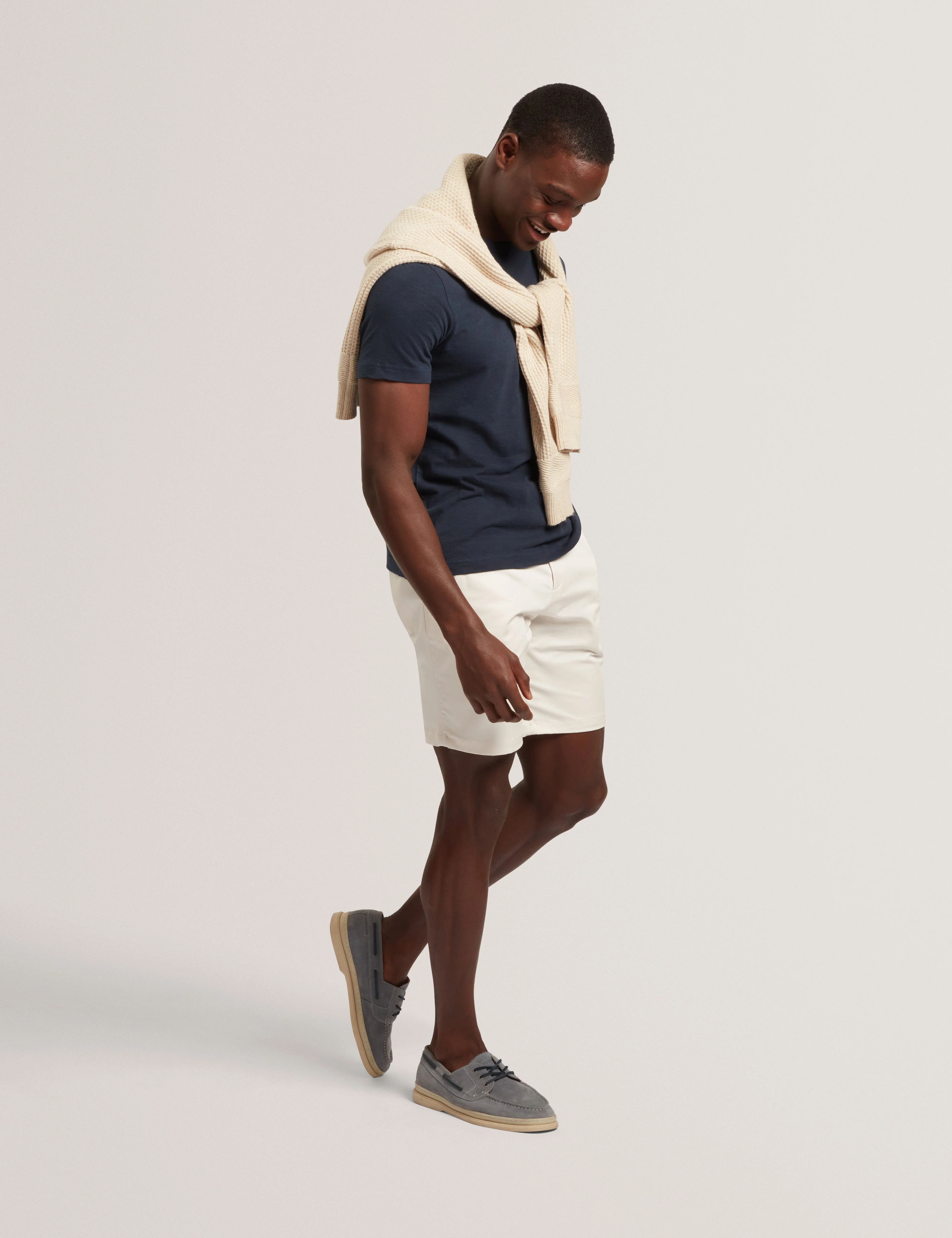 Bartol Short Sleeve Regular Linen Cotton T-Shirt Navy - Image 3