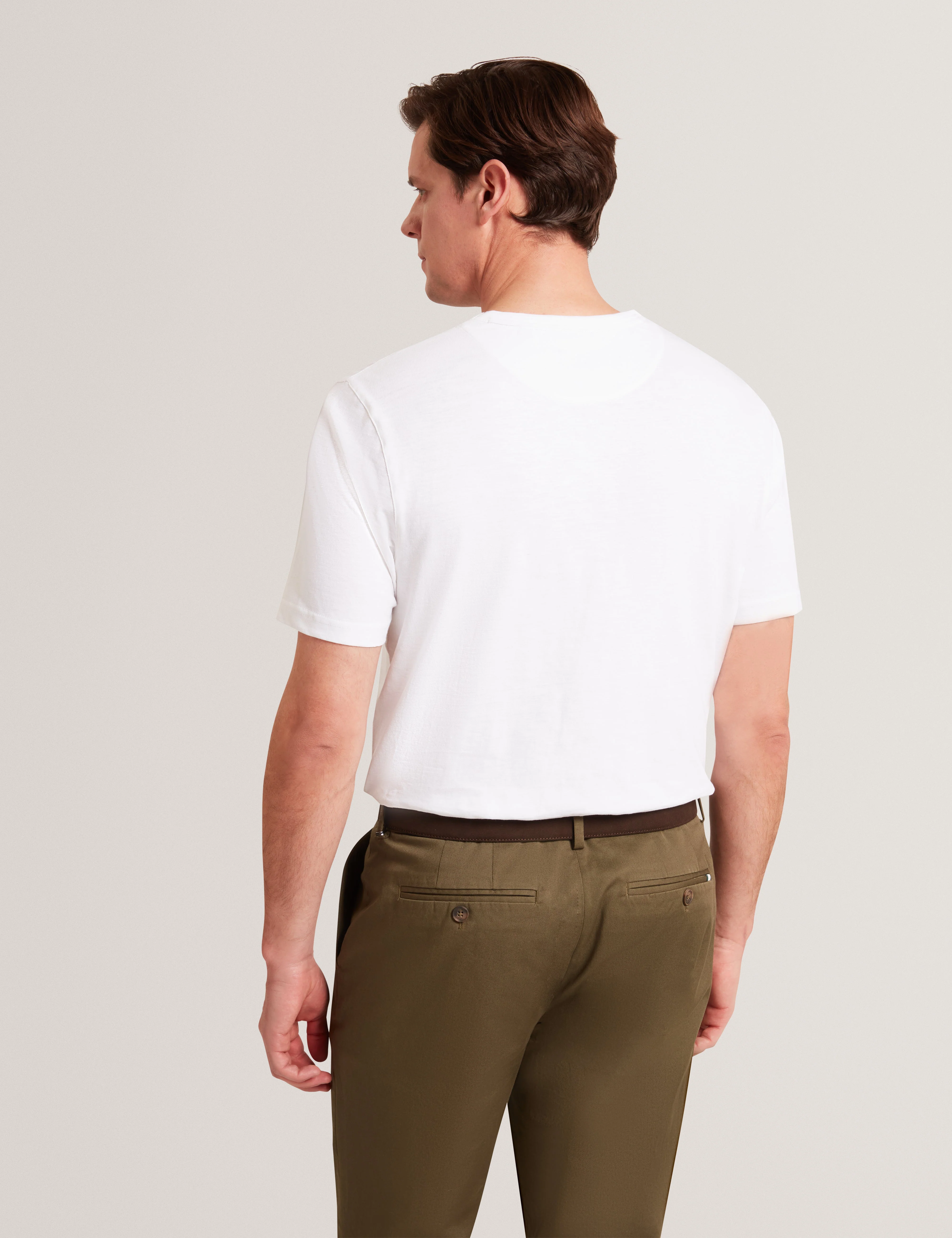 Bartol Short Sleeve Regular Linen Cotton T-Shirt White - Image 3