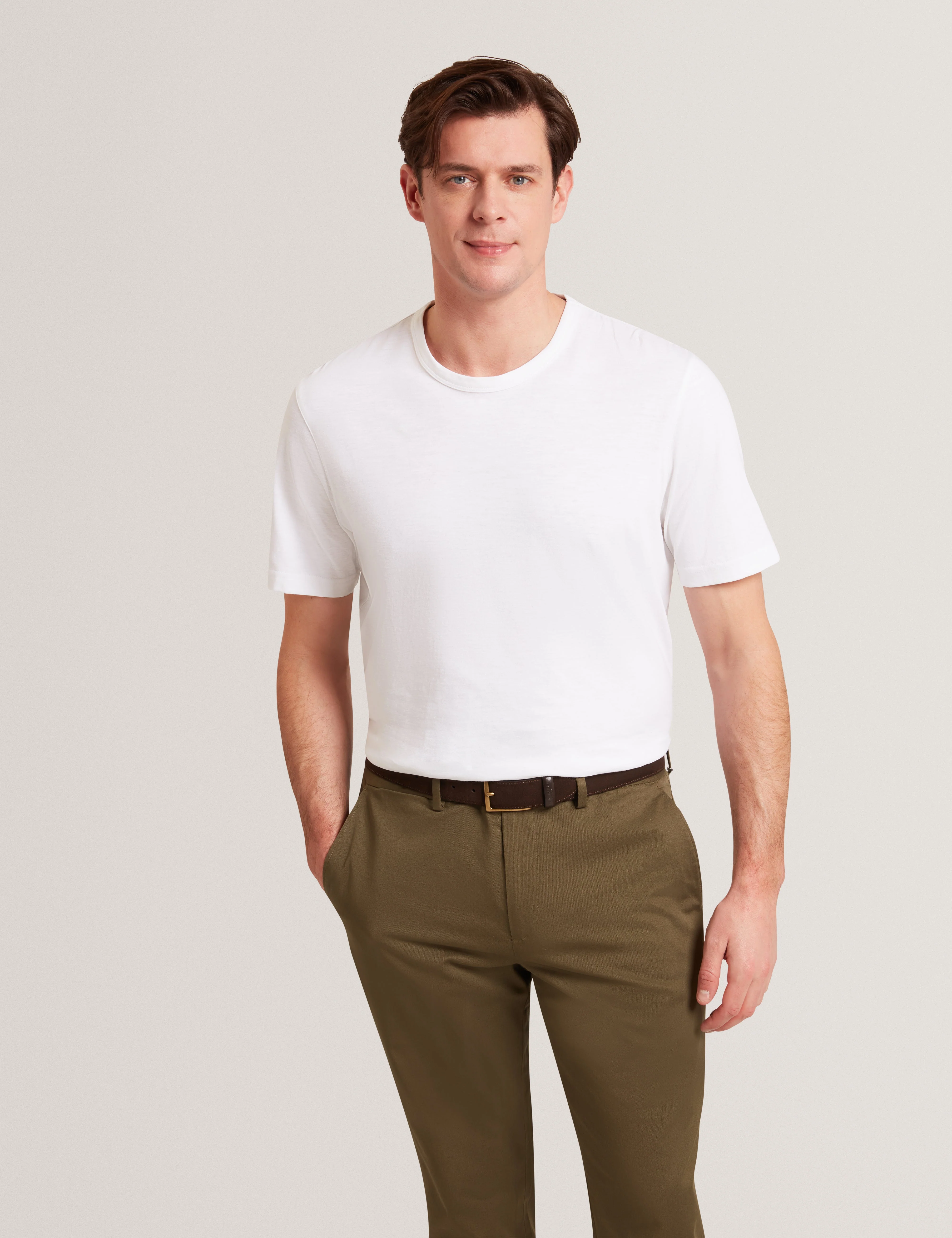 Bartol Short Sleeve Regular Linen Cotton T-Shirt White - Image 4
