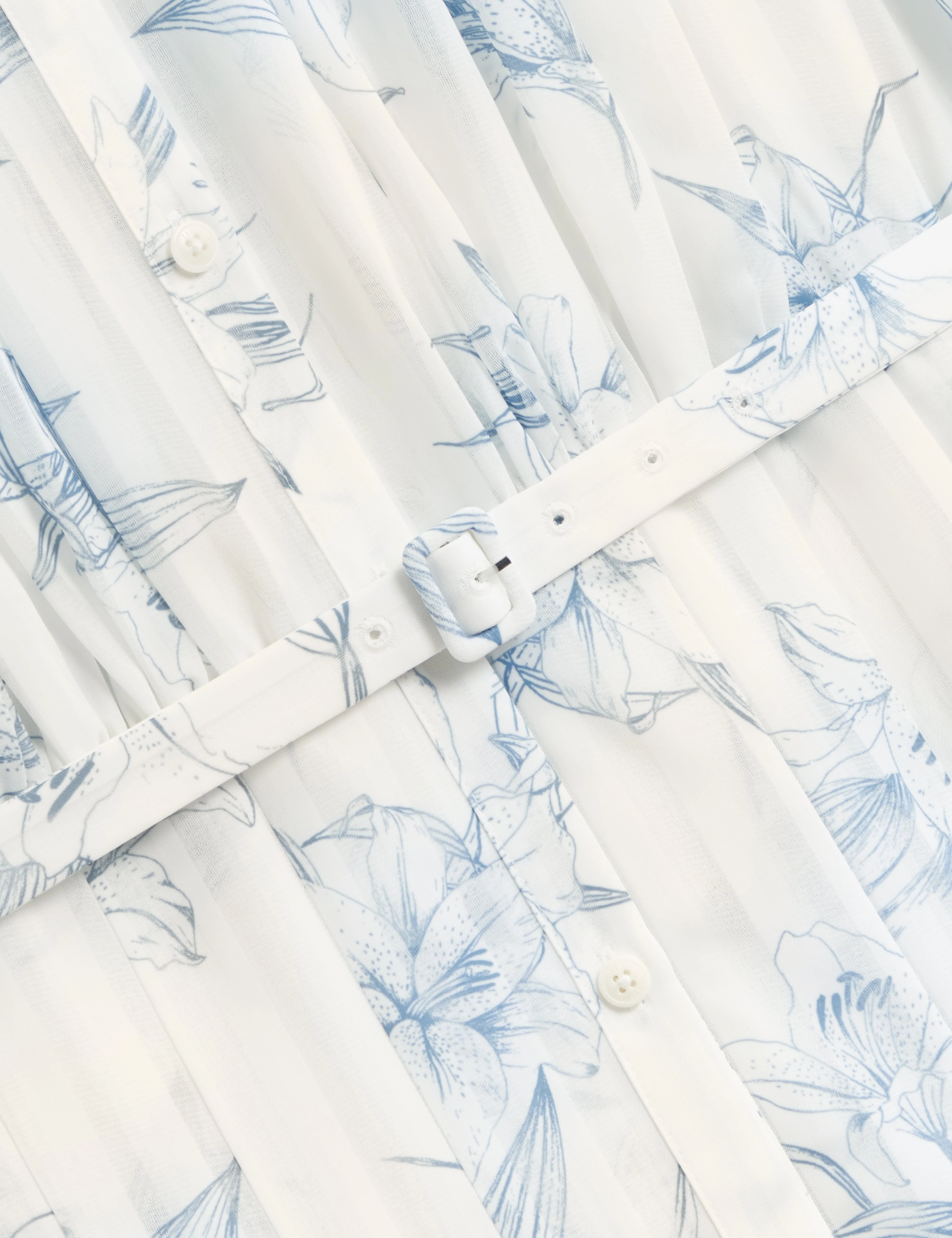 Bernia Pleated Midi Printed Shirt Dress White - Image 3