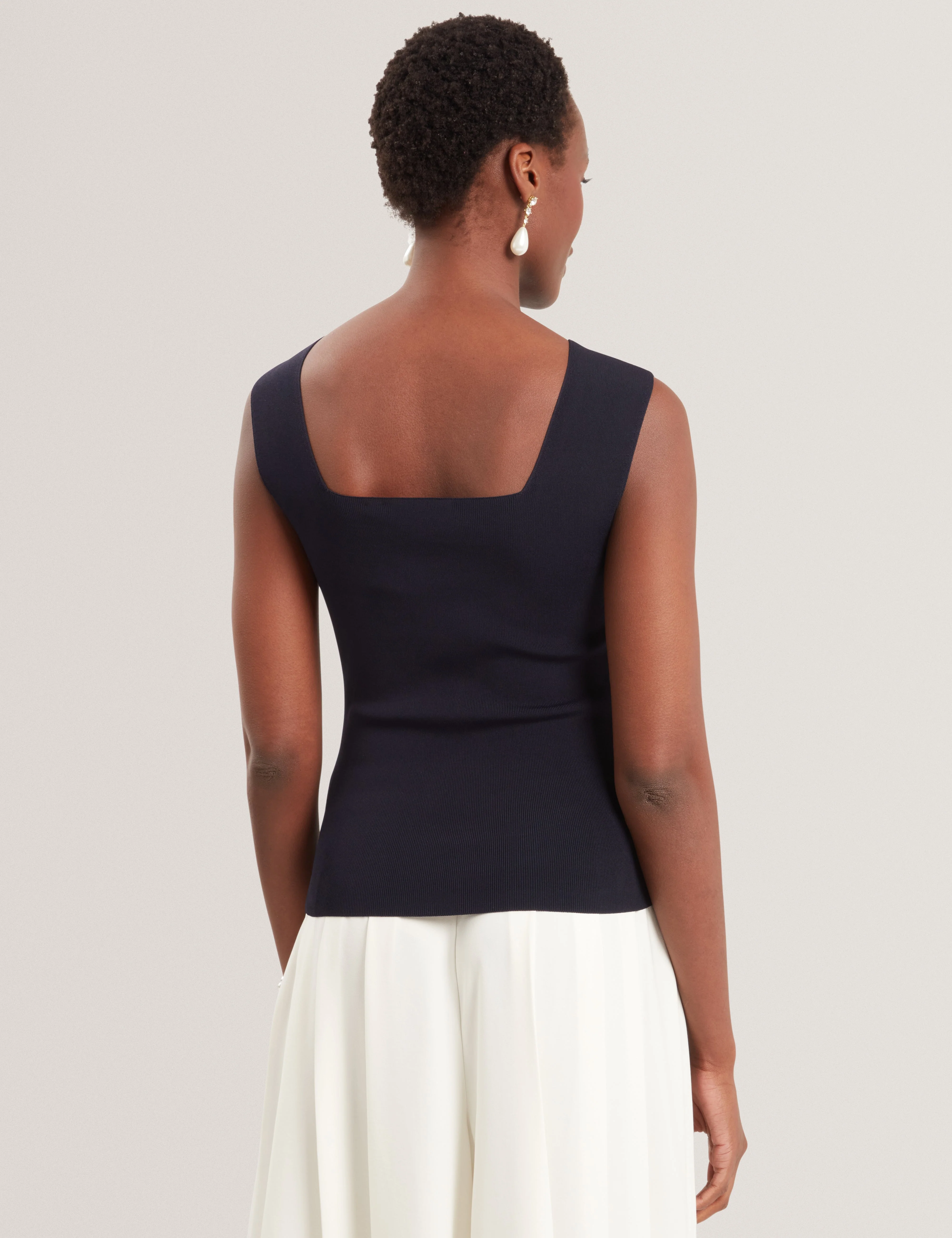 Binkkii Square Neck Sleeveless Knit Top Navy - Image 4