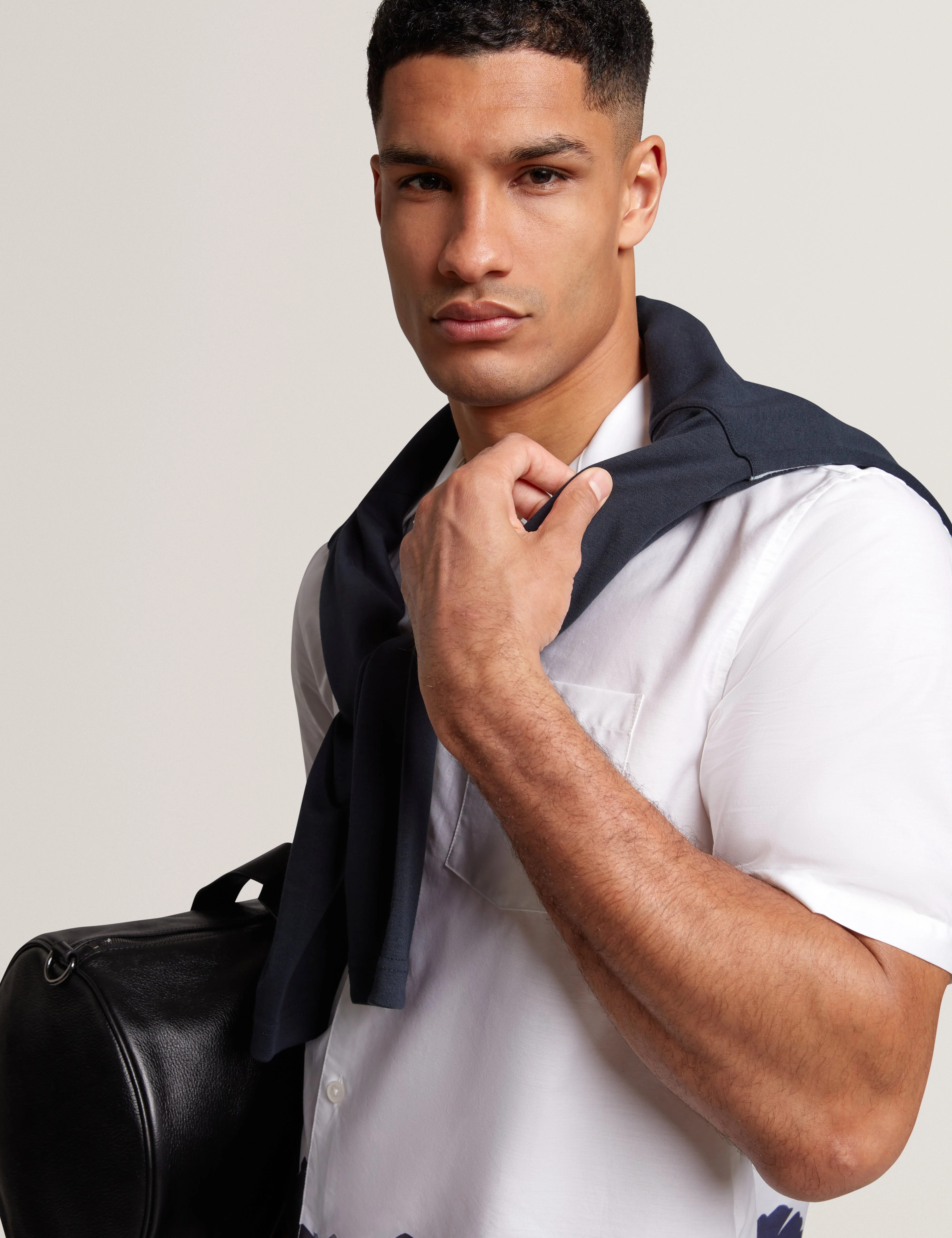 Biscarn Short Sleeve Relaxed Placement Floral Shirt White - Image 6
