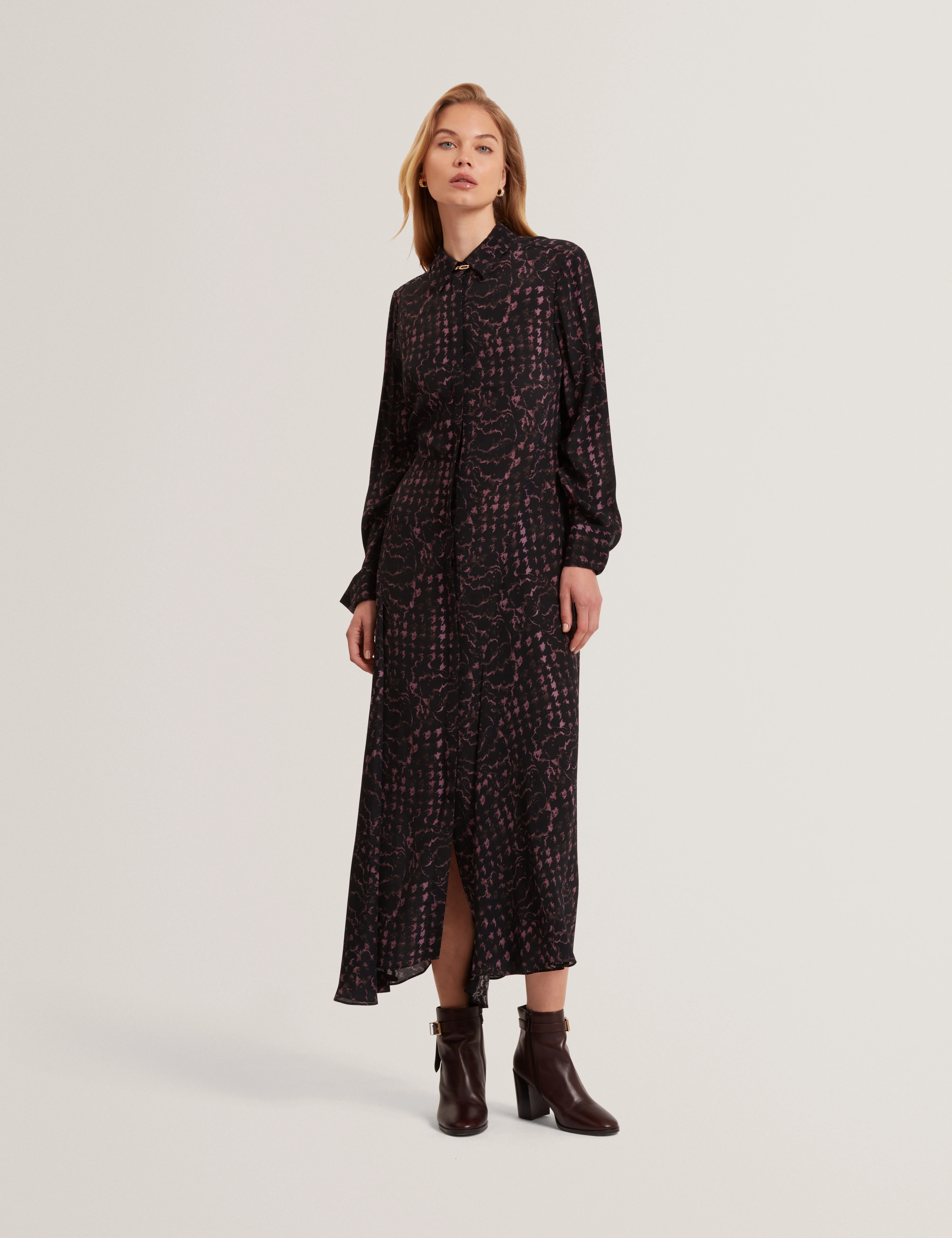 Biscaya Printed Midi Shirt Dress Black