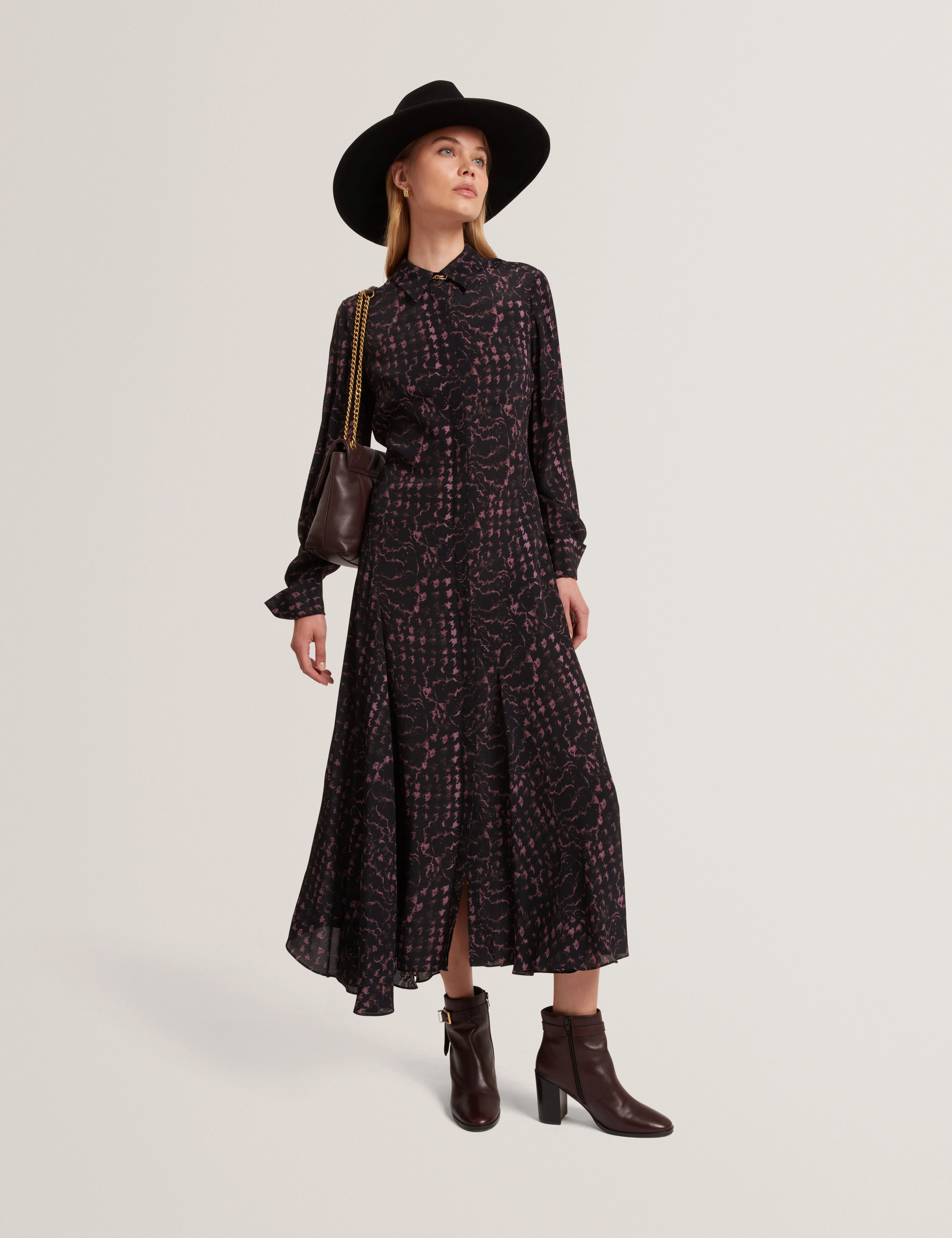 Biscaya Printed Midi Shirt Dress Black - Image 6