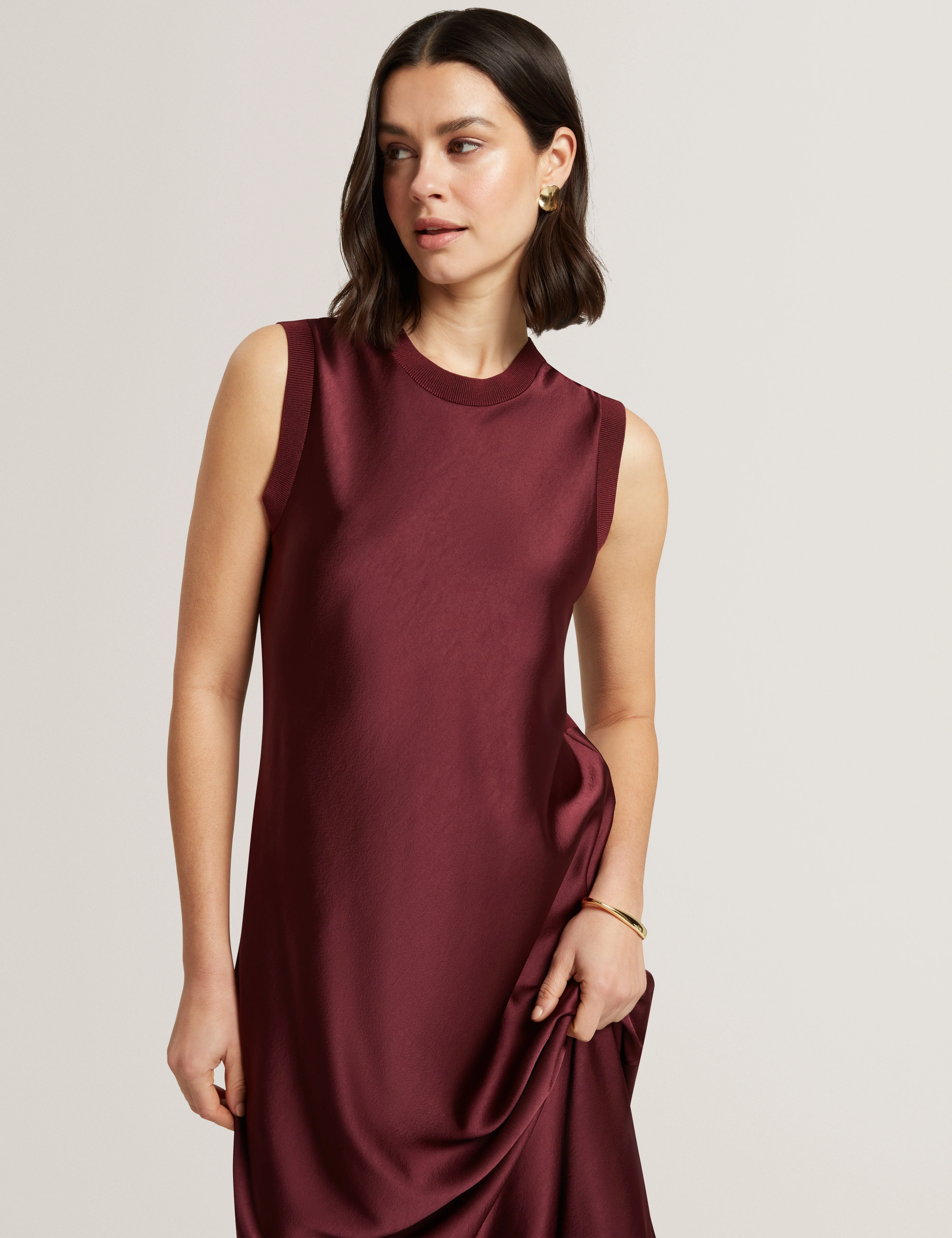 Blaaza Maxi Dress With Knitted Back Oxblood - Image 2