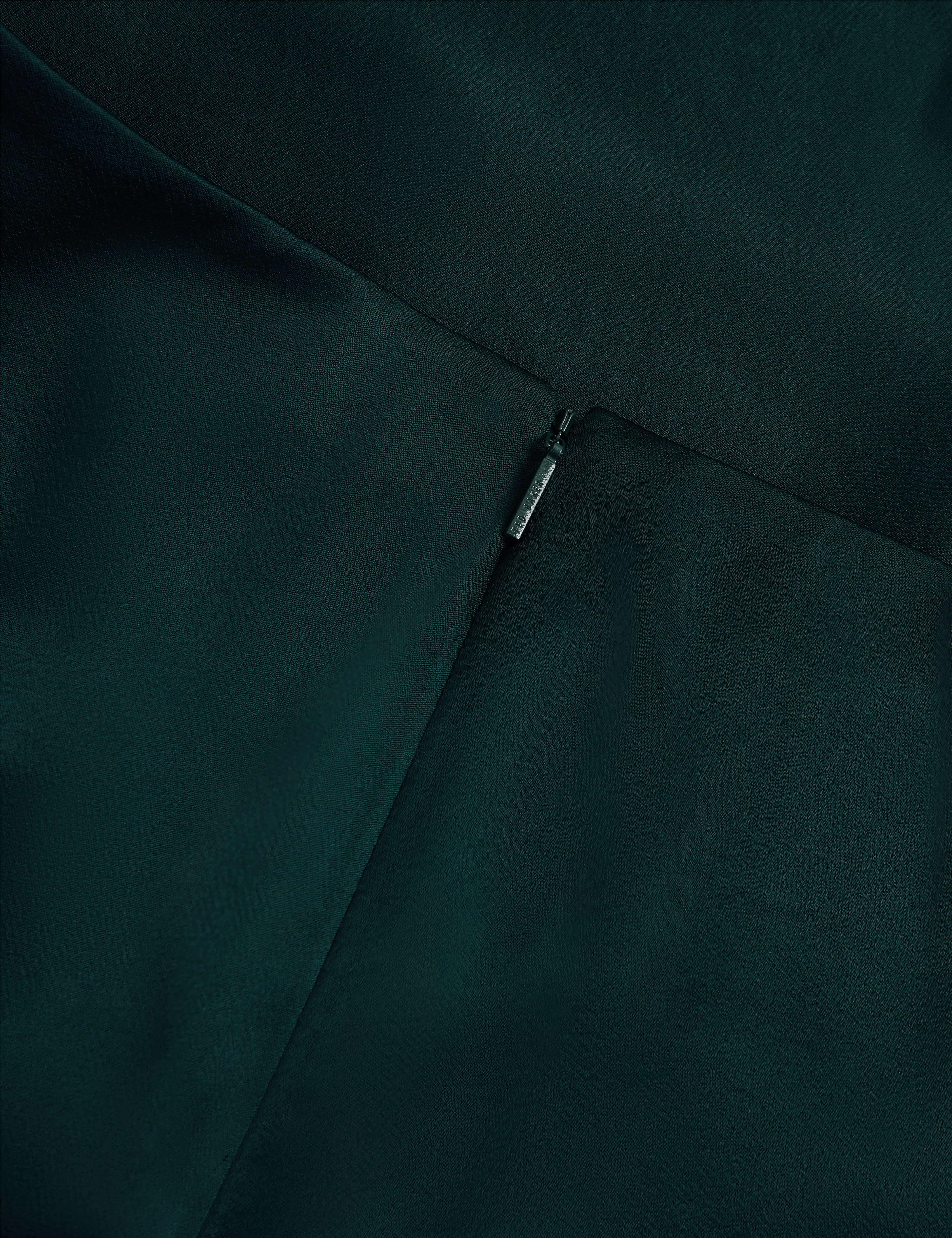 Bolsena Satin Midi Skirt With Asymmetric Hem Dk-Green - Image 3