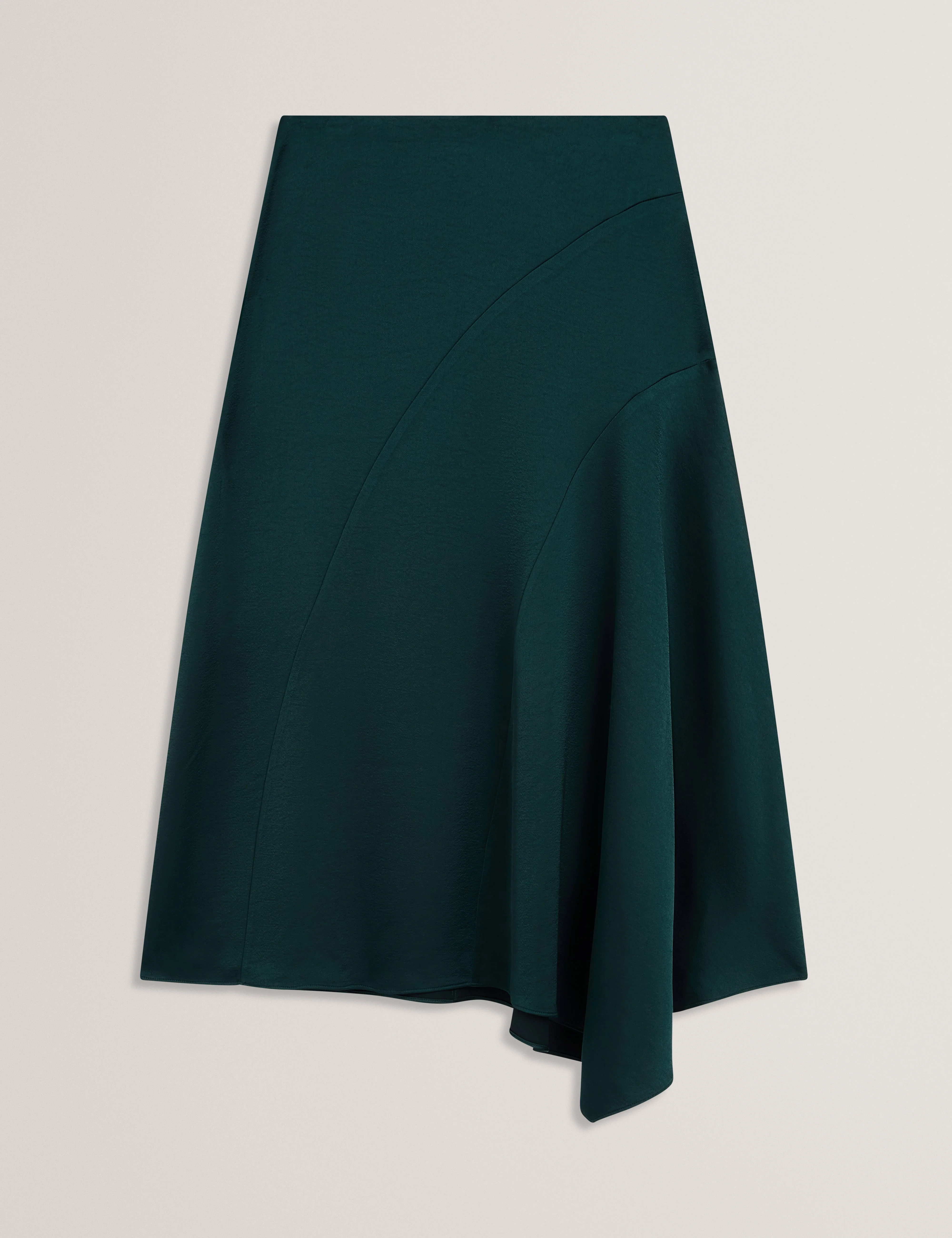 Bolsena Satin Midi Skirt With Asymmetric Hem Dk-Green - Image 7