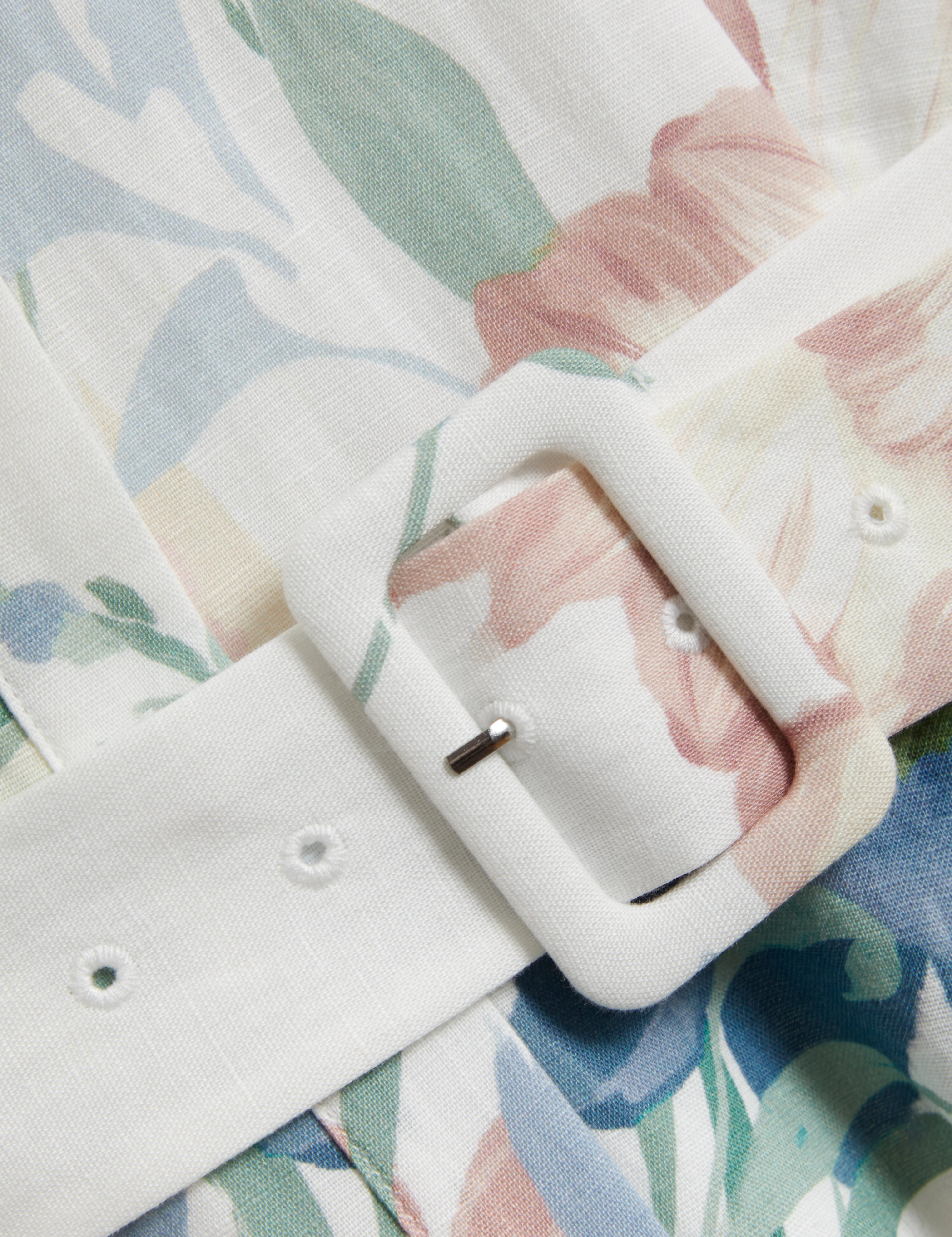 Breei Puff Sleeve Printed Midi Shirt Dress Ivory - Image 3