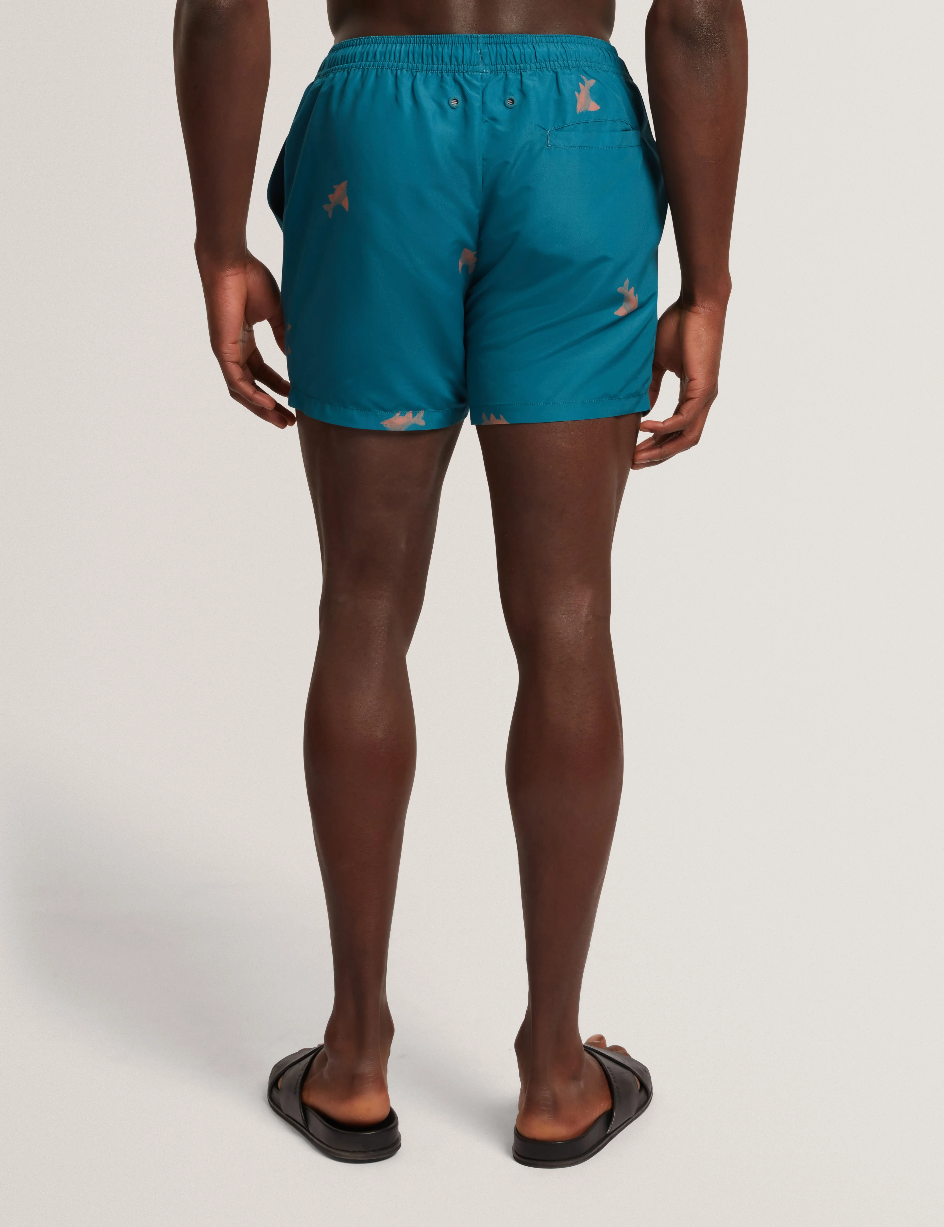 Brentwd Goldfish Print Swim Short Teal-Blue - Image 3