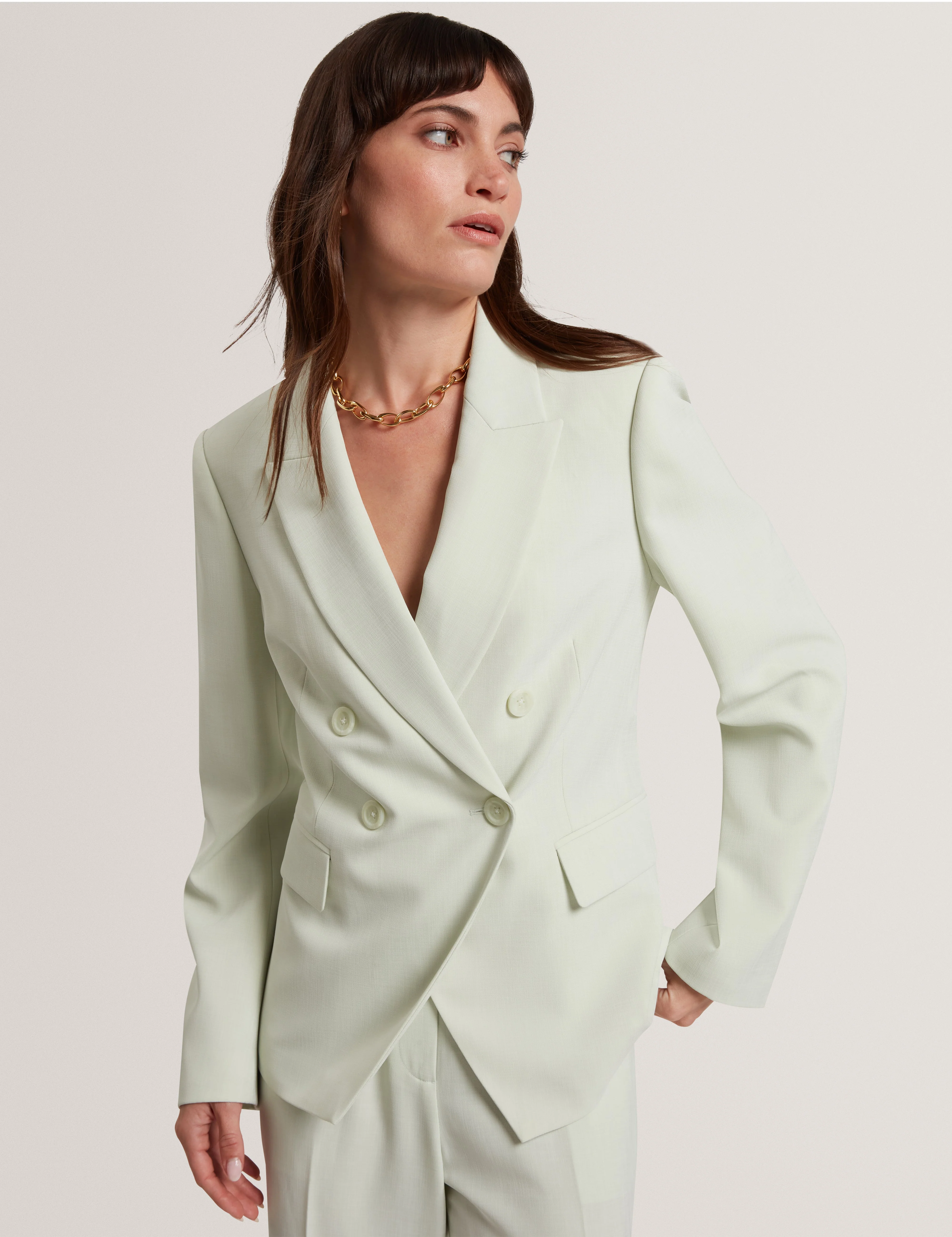 Brida Double Breasted Blazer Pl-Green