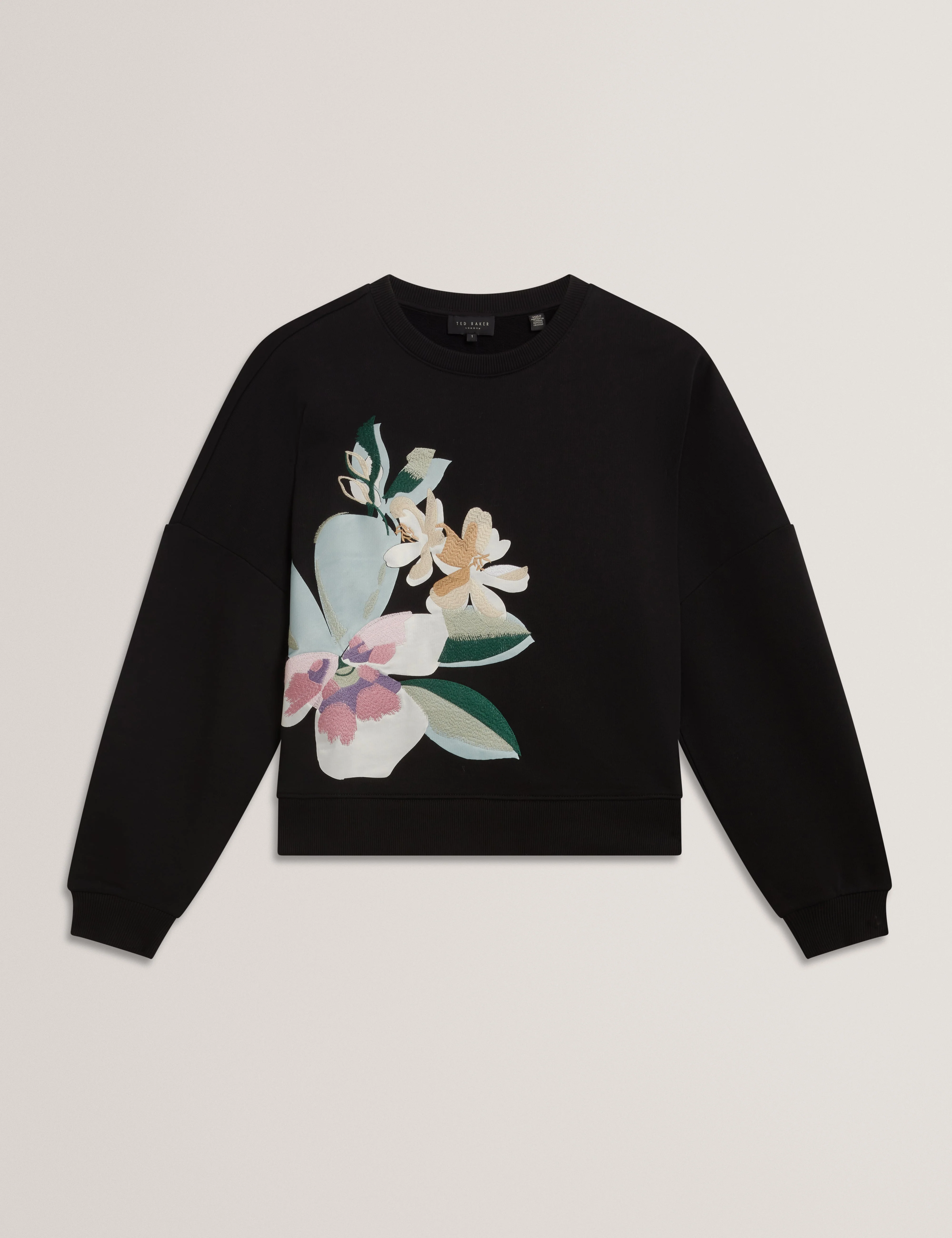 Brookla Printed Embroidered Sweatshirt Black - Image 7