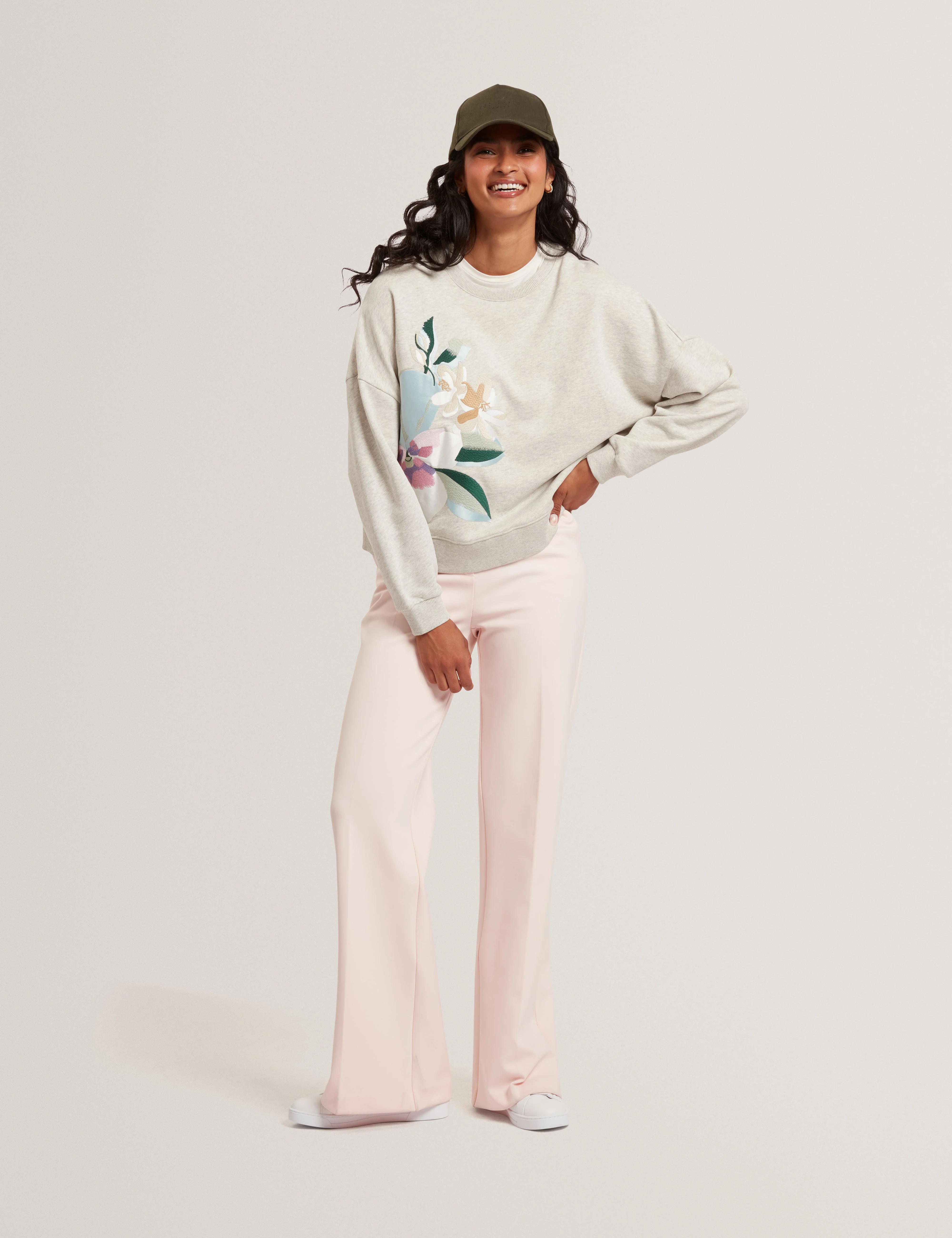 Brookla Printed Embroidered Sweatshirt Grey - Image 2